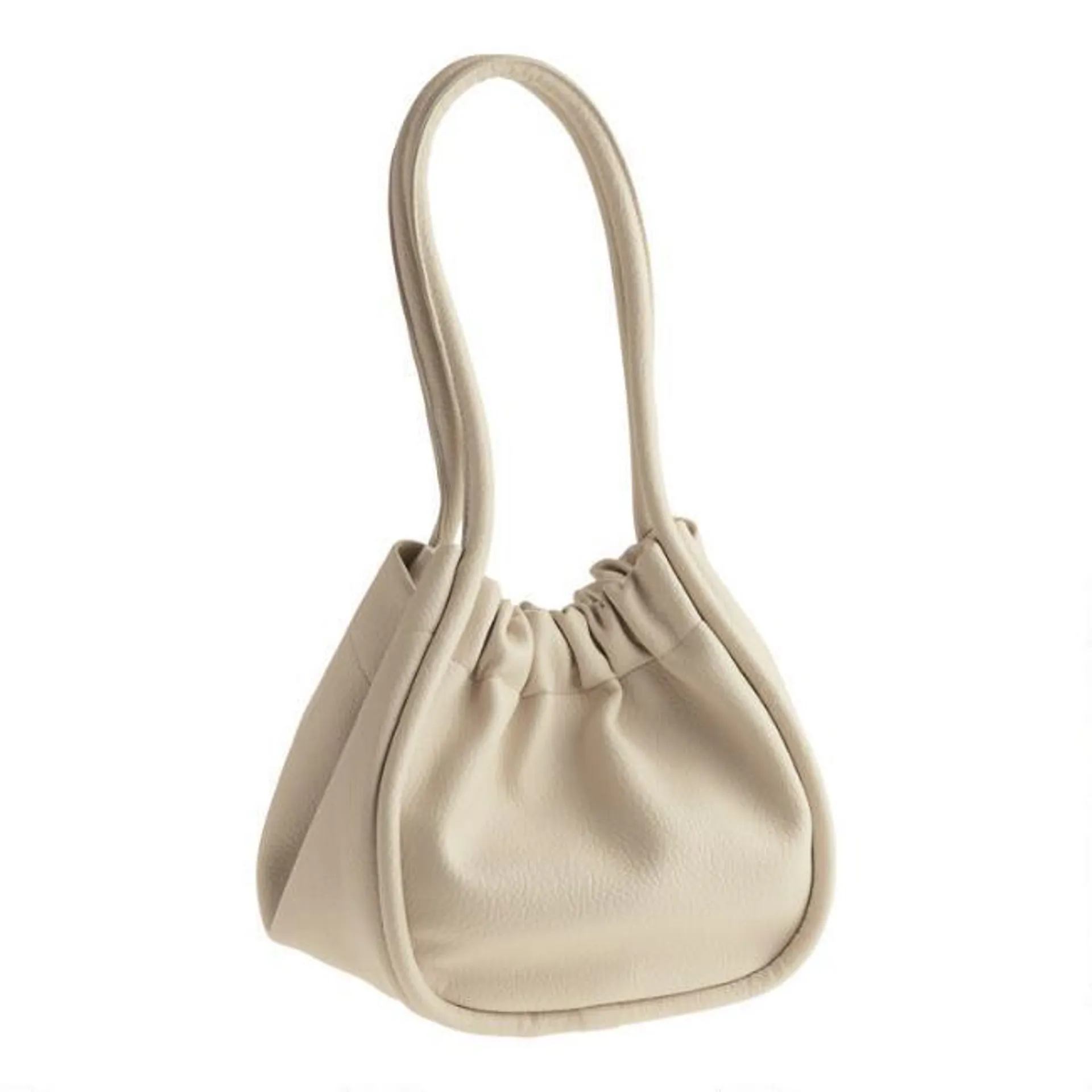 Ivory Faux Leather Hobo Bag
