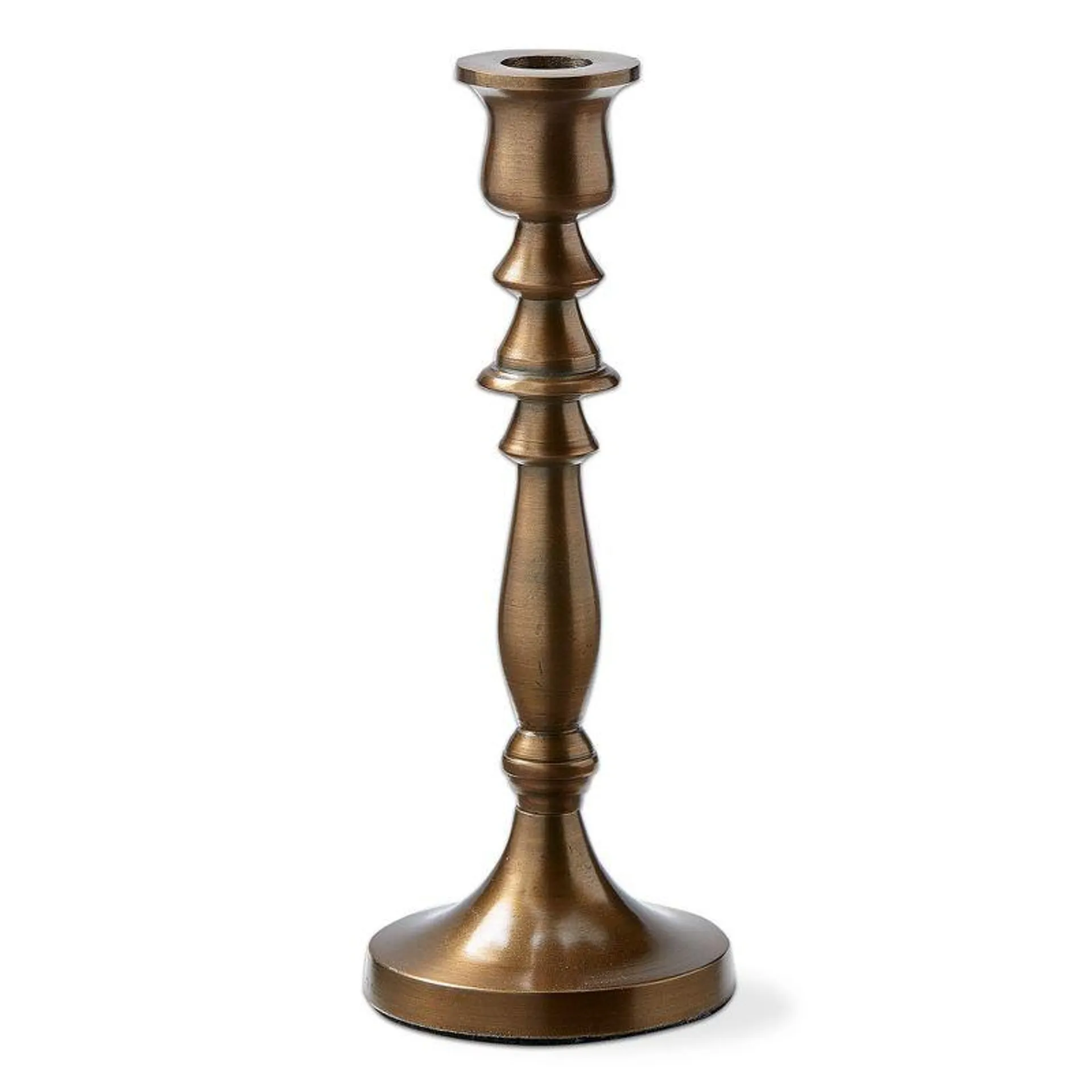 tagltd Antique Brass Cast Aluminum Francesca Taper Candle Holder Large, 3.5L x 3.5W x 9.0H inches