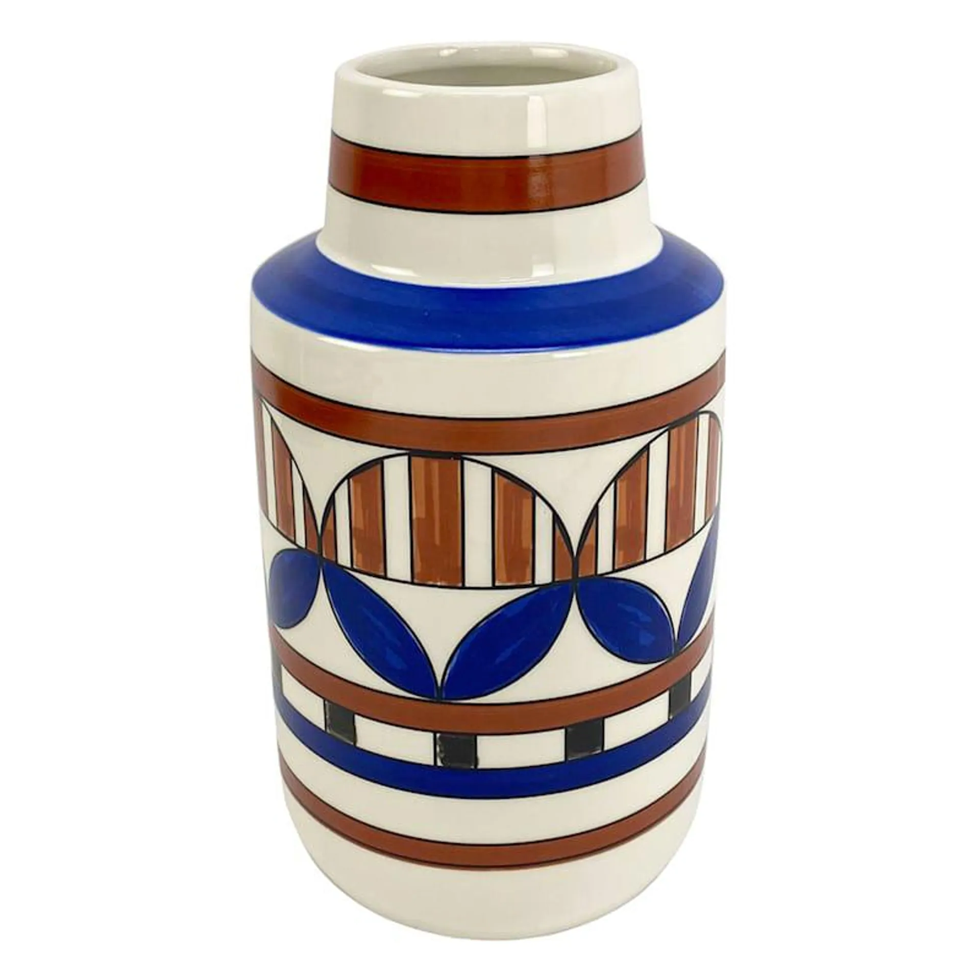 Multicolor Printed Ceramic Vase, 10"