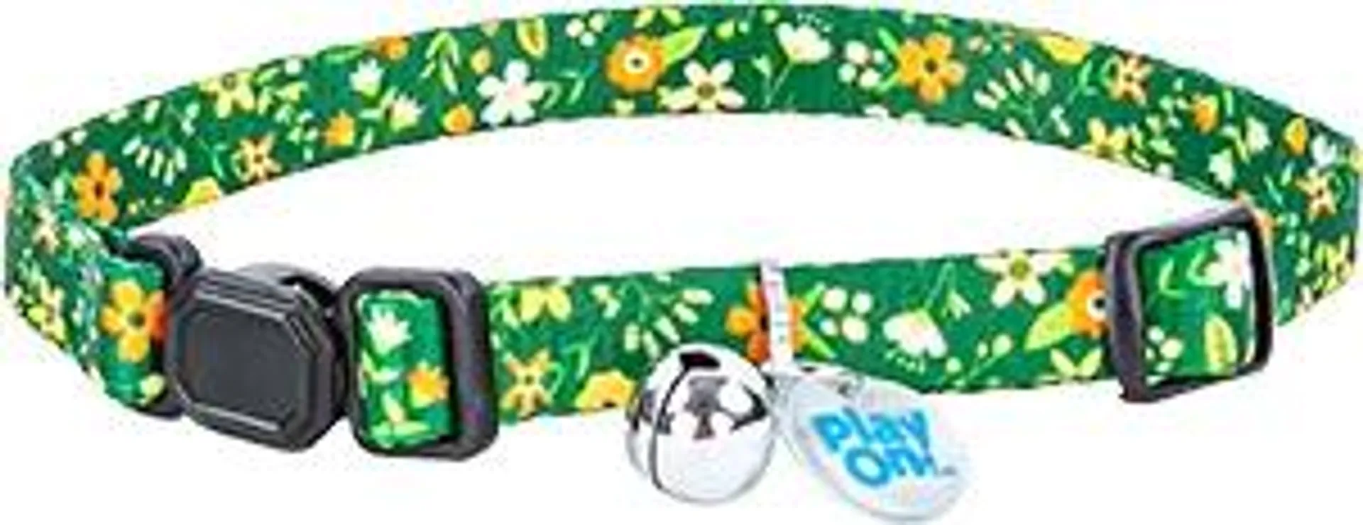 Play On Cat Dark Green Floral Adjustable Collar