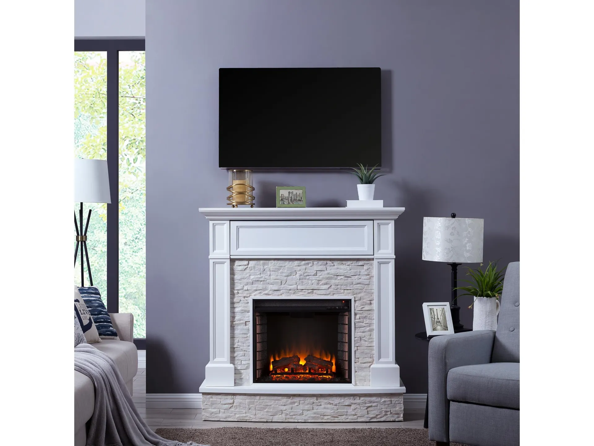 Southern Enterprises Furniture Norah Electric Fireplace Mantel