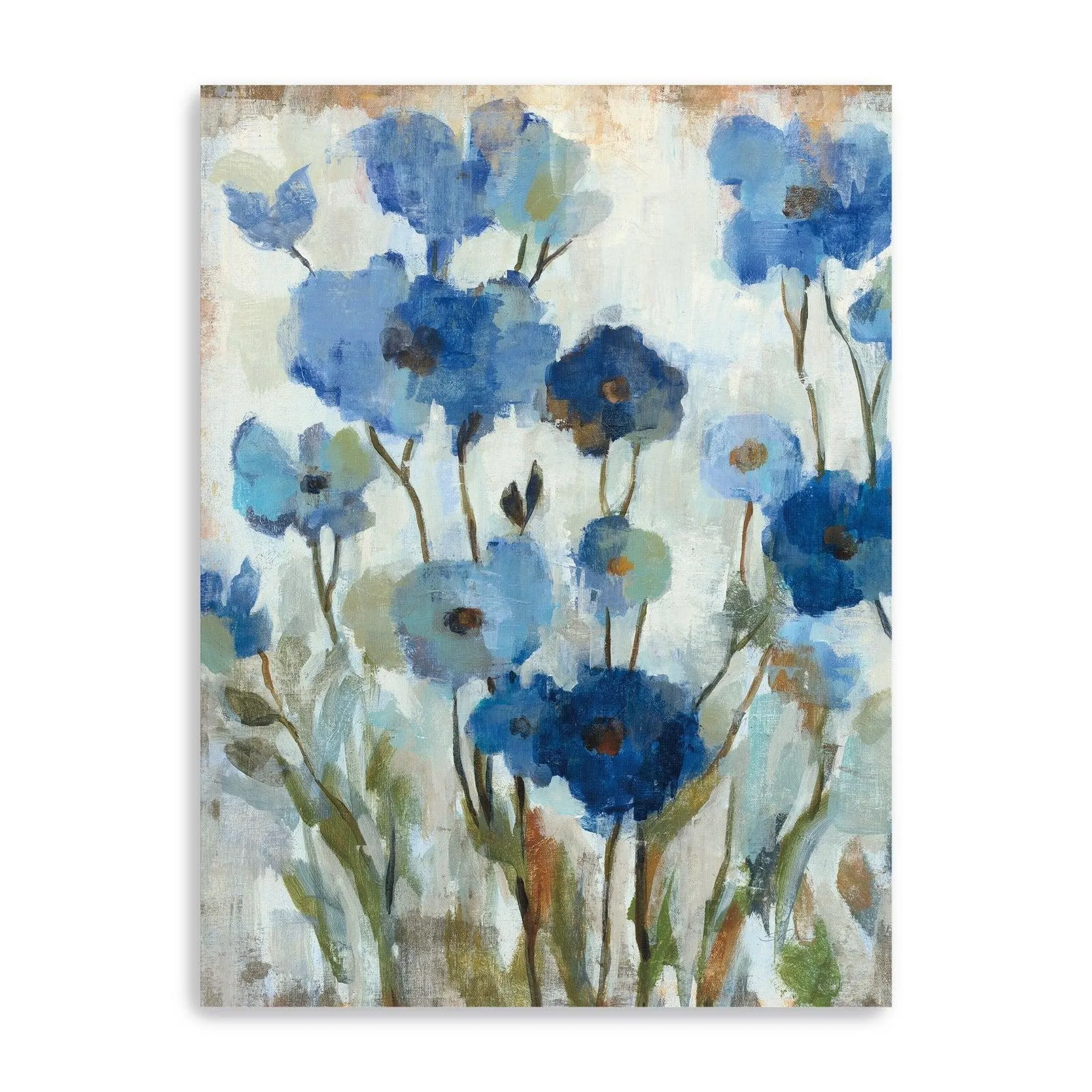 Abstracted Floral In Blue Ii Canvas Giclee Wall Art