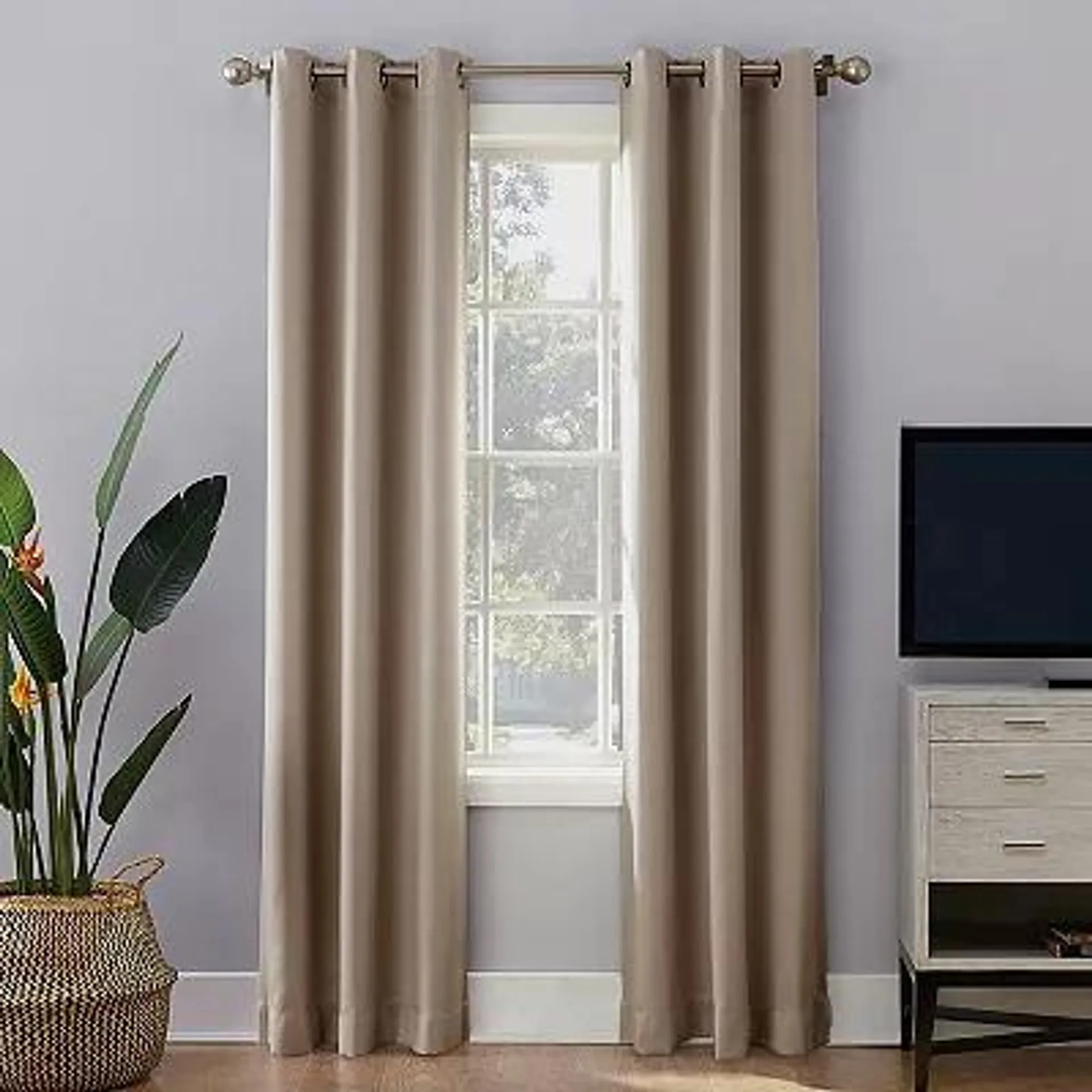 Sun Zero 2-Pack 100% Blackout Theater Grade Norway Grommet Curtain