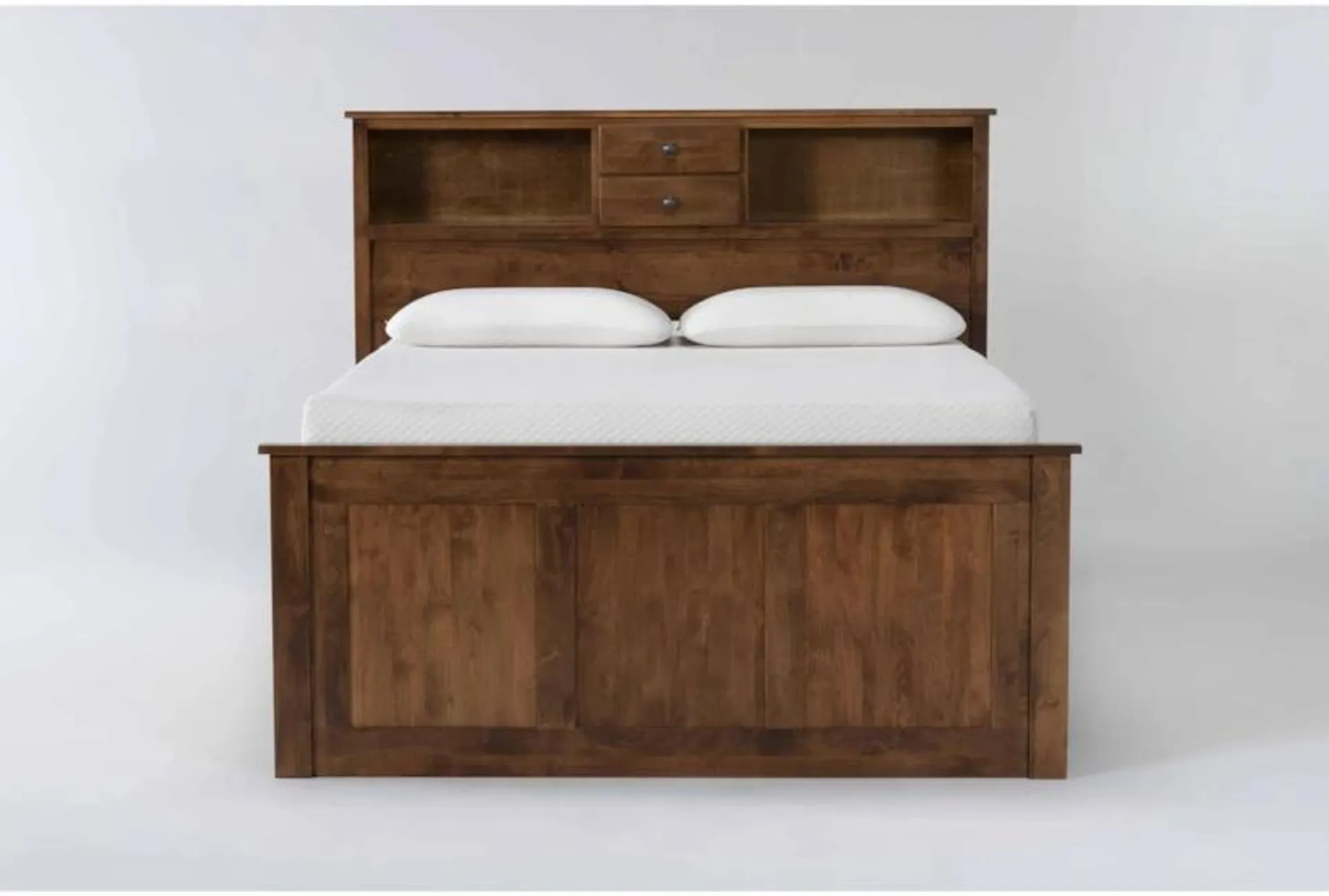 Carson Queen Wood Bookcase Captains Bed With Double Sided 3-Drawers Storage, Made in the USA