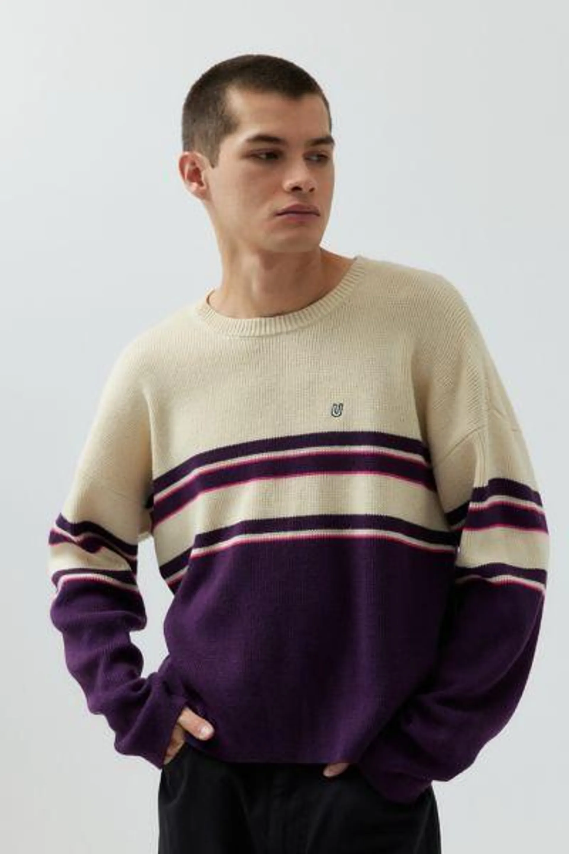 UO Shimmer Stripe Crew Neck Sweater