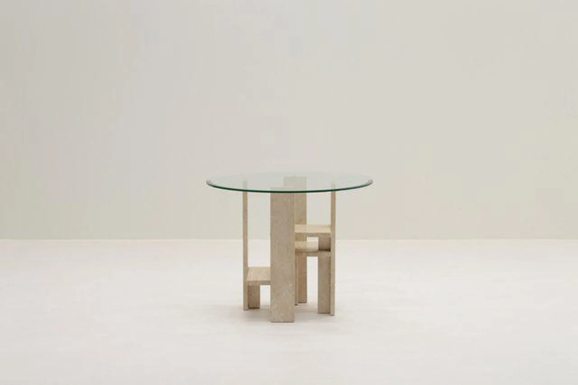 Travertine Side Table attributed to Willy Ballez, Belgium, 1970s