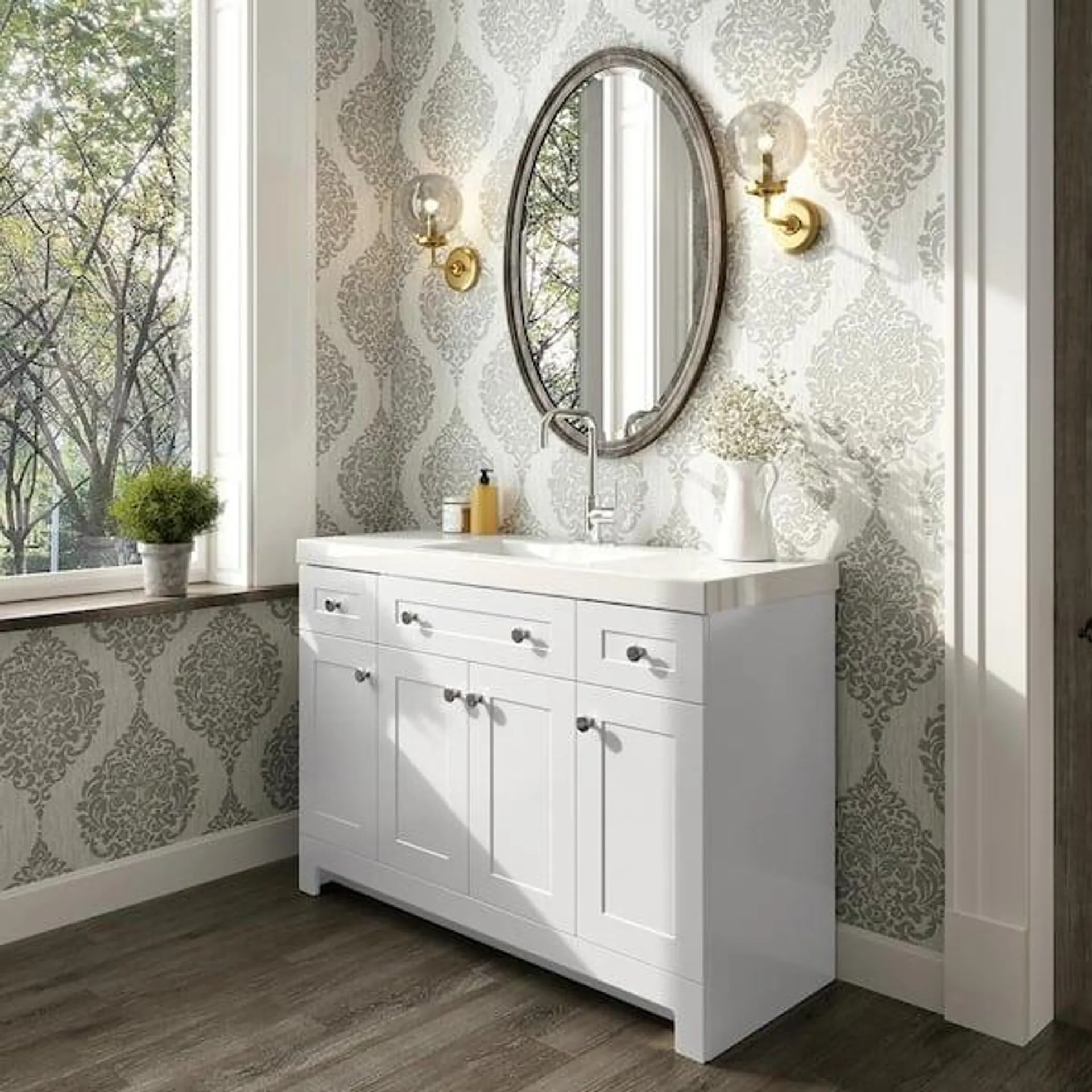 Everdean 49 in. Single Sink White Bath Vanity with White Cultured Marble Top (Assembled)