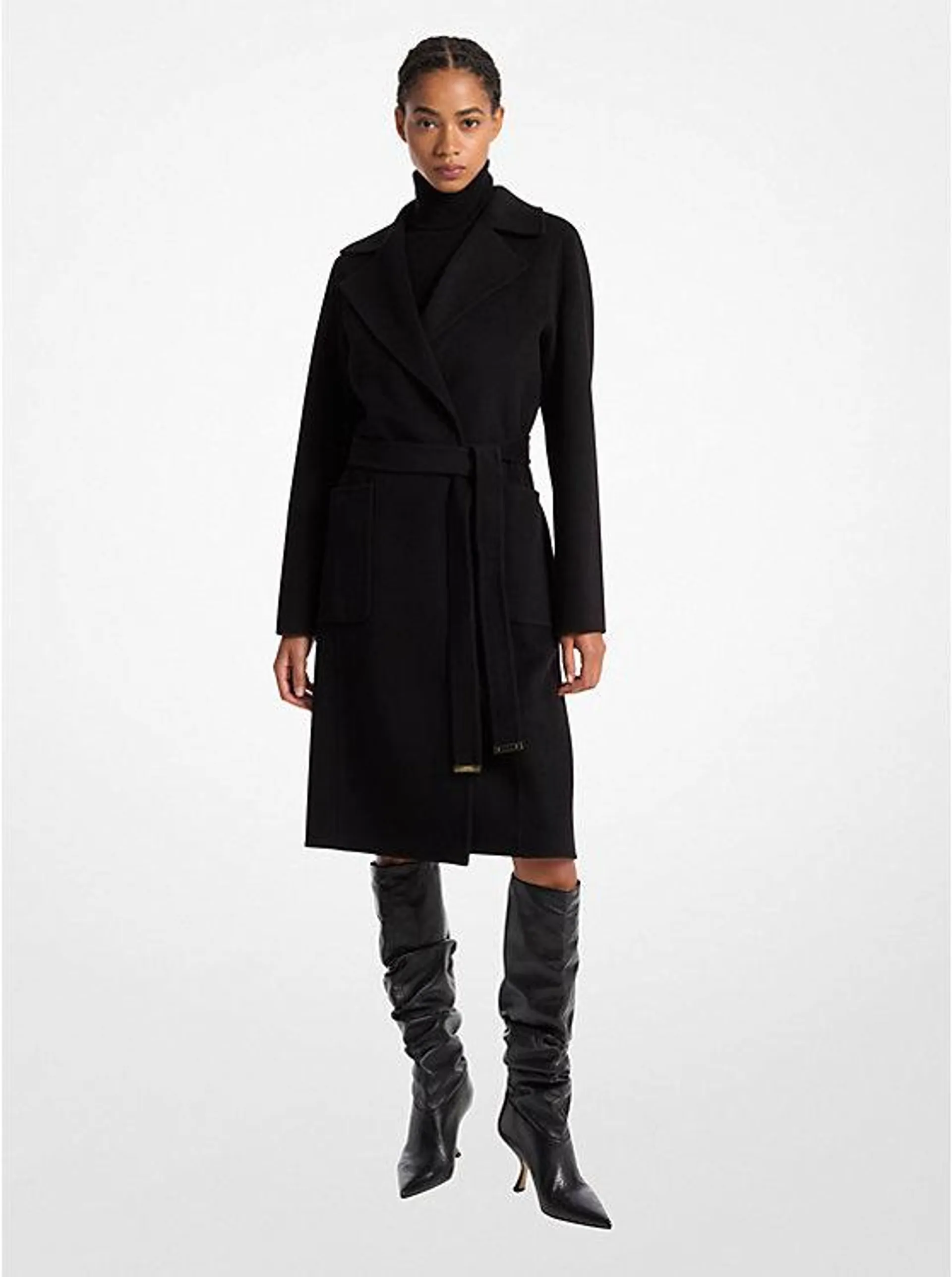 Wool Blend Wrap Coat