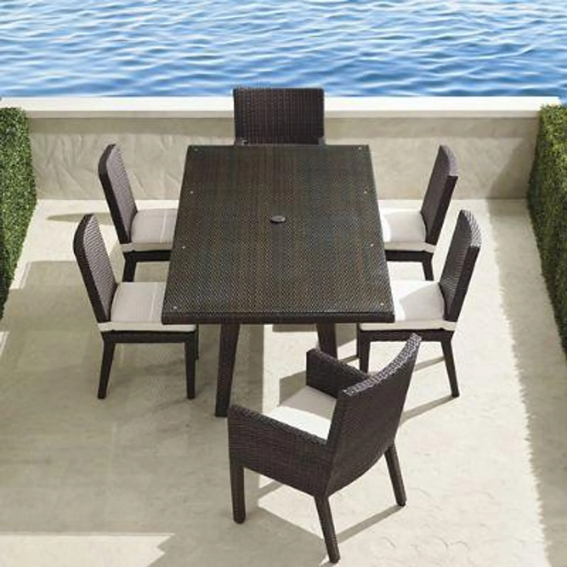 Palermo 7-pc. Rectangular Dining Set in Bronze Wicker