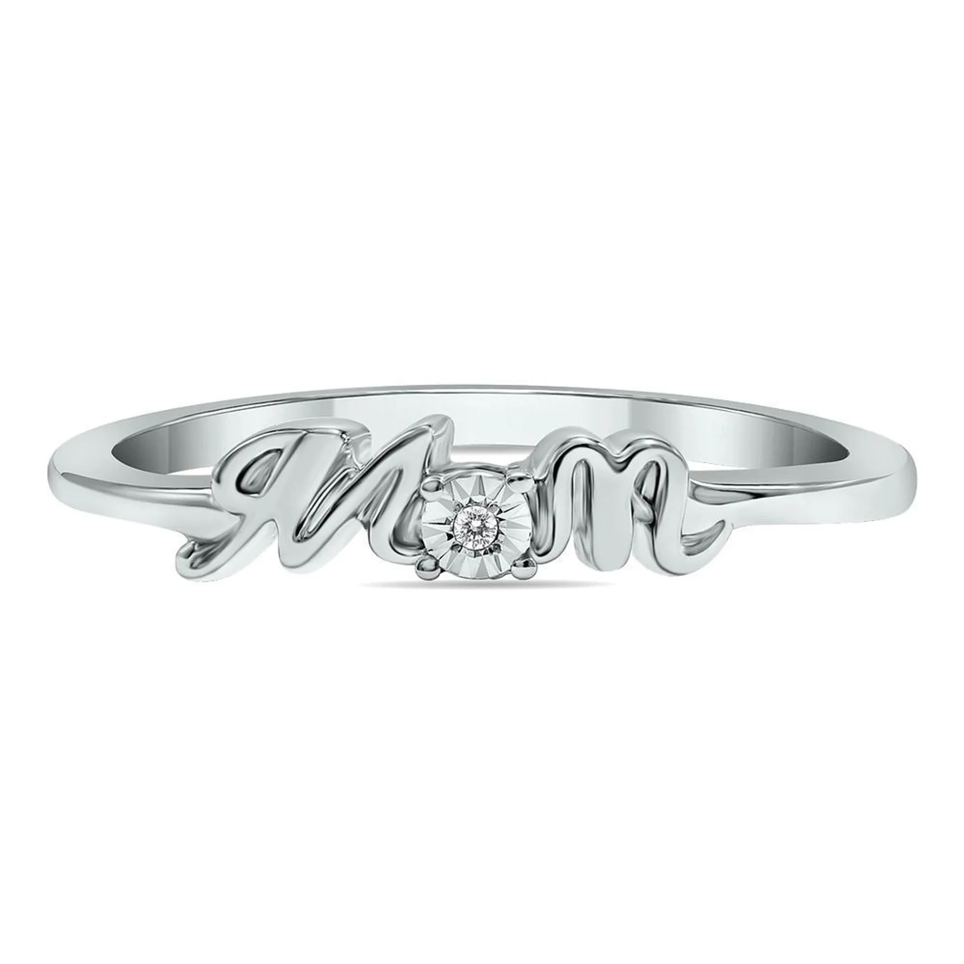 szul.com Genuine Diamond MOM Ring in .925 Sterling Silver