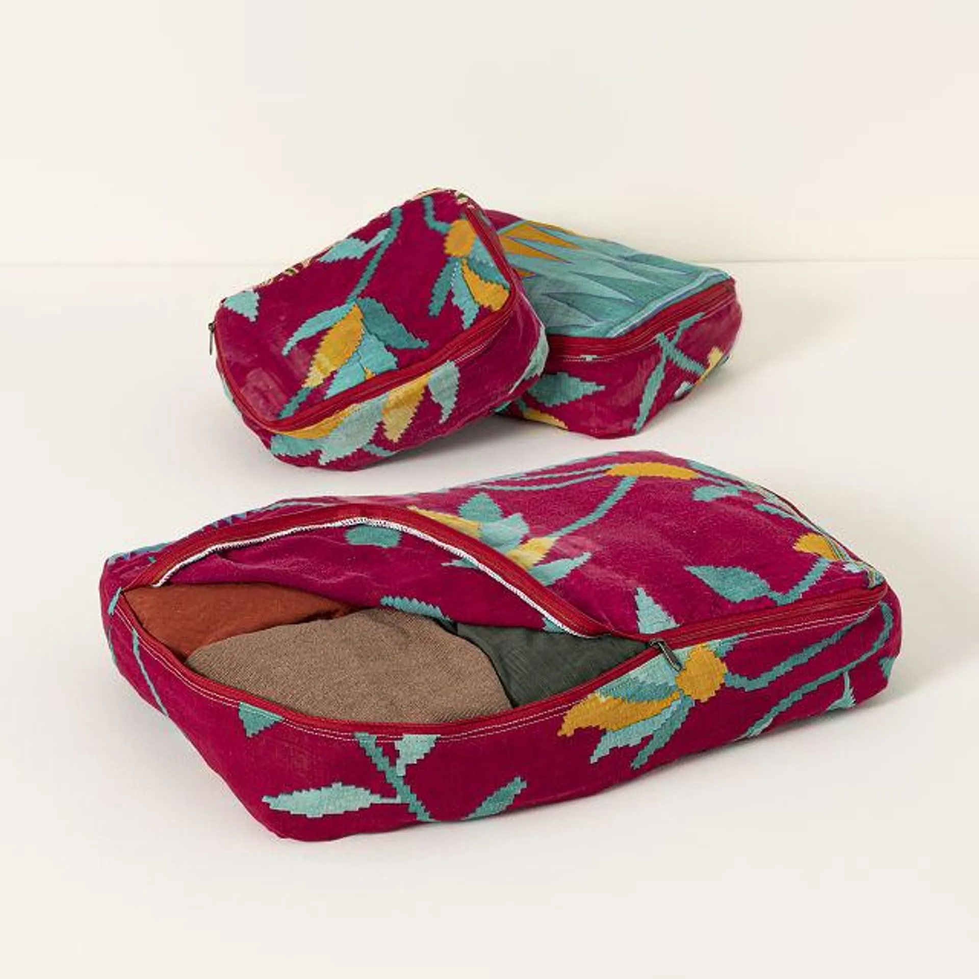 Recycled Sari Travel Packing Cubes