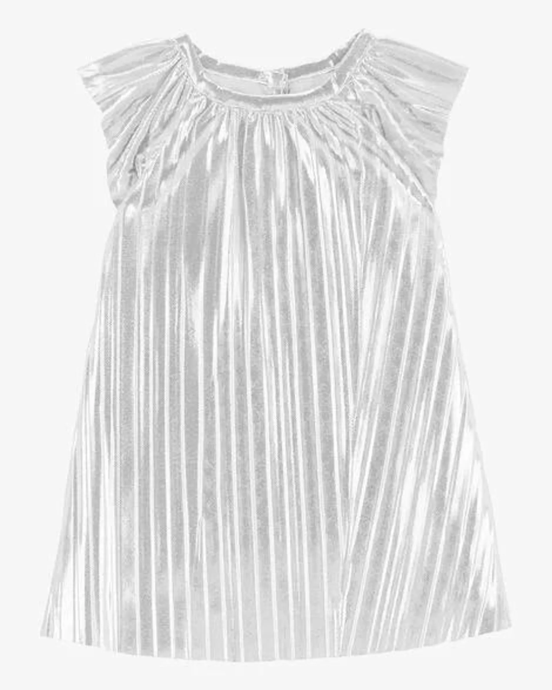 Baby Metallic Pleated Flutter Party Dress