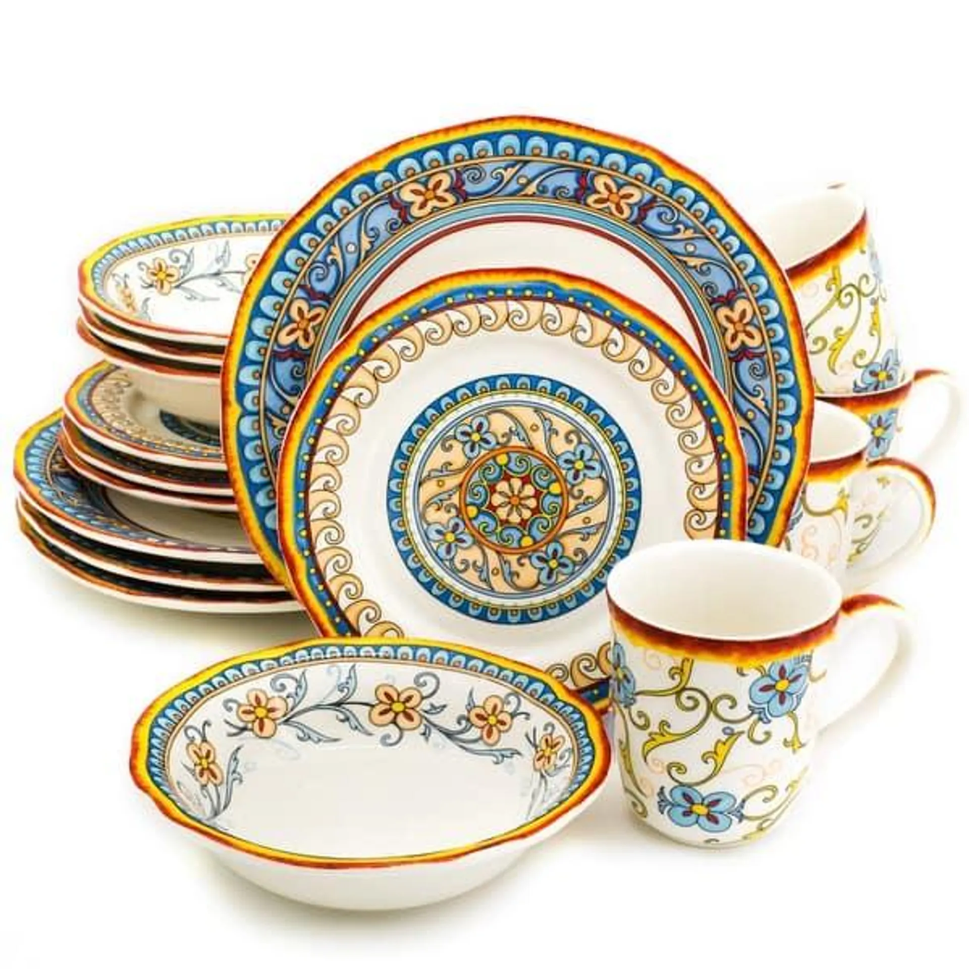 Euro Ceramica Duomo 16 Piece Dinnerware Set (Service for 4) - Italian Style