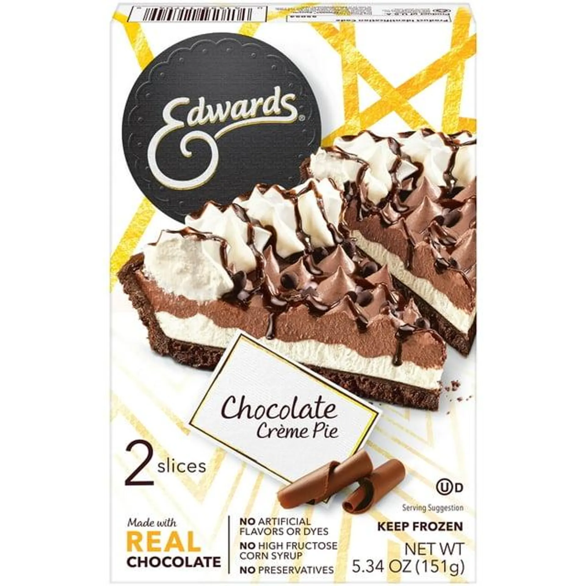 Edwards Chocolate Creme Pie, 5.34 oz, 2 Slices (Frozen)