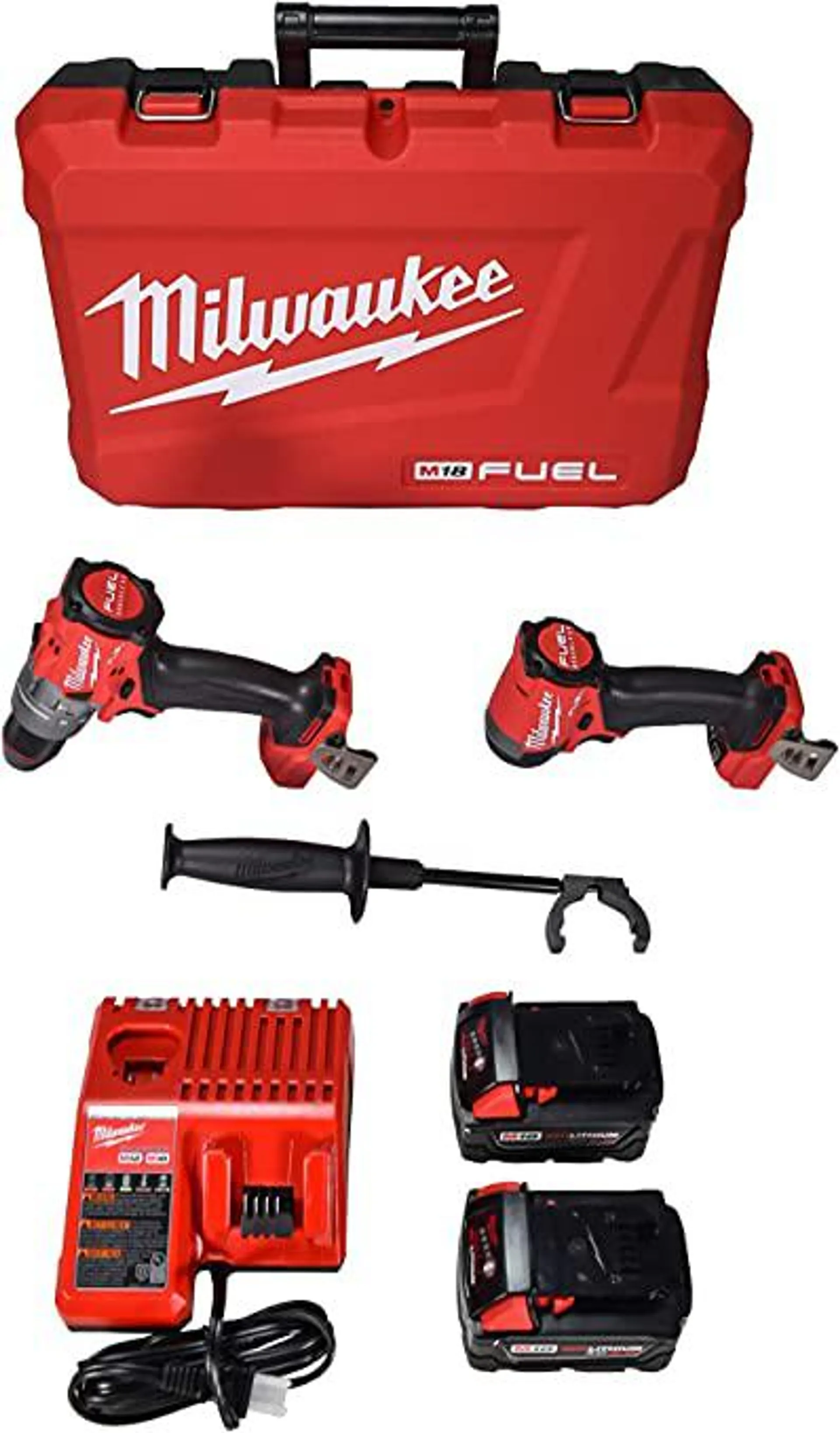 Milwaukee 3697-22 18V Lithium-Ion Brushless Cordless Hammer Drill and Impact Driver Combo Kit (2-Tool) with (2) 5.0Ah Batteries, Charger & Tool Case