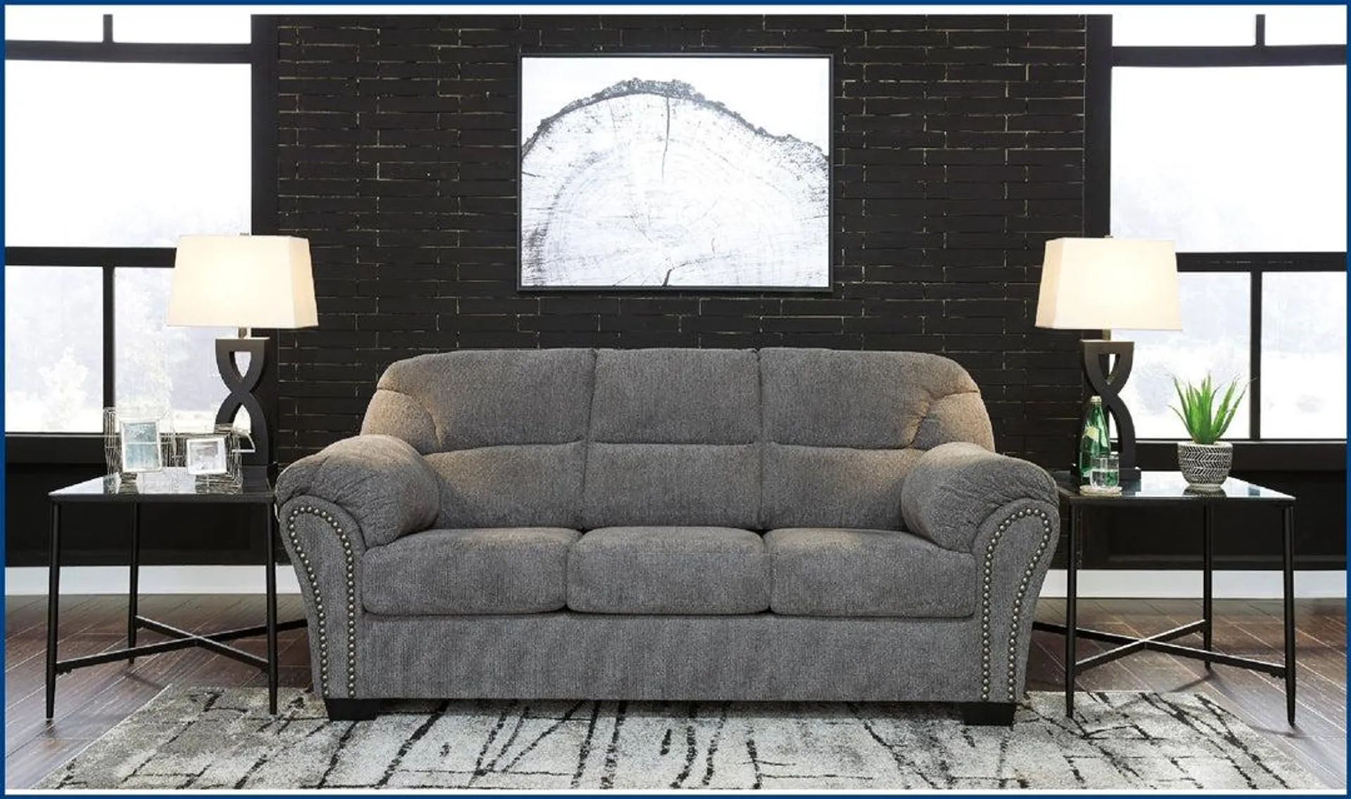 Modern Heritage Allmaxx 3-Seater Pewter Fabric Sofa with Pillow Arms