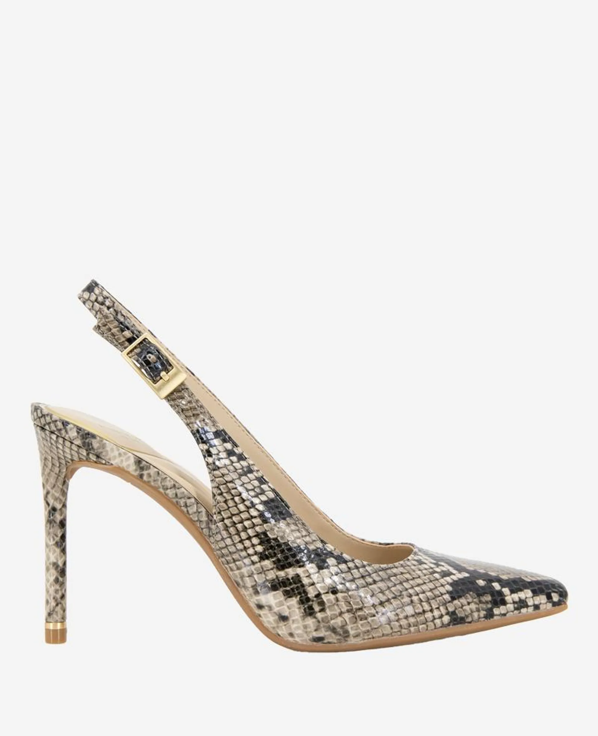 Quinnly Snakeskin Leather Slingback Heel