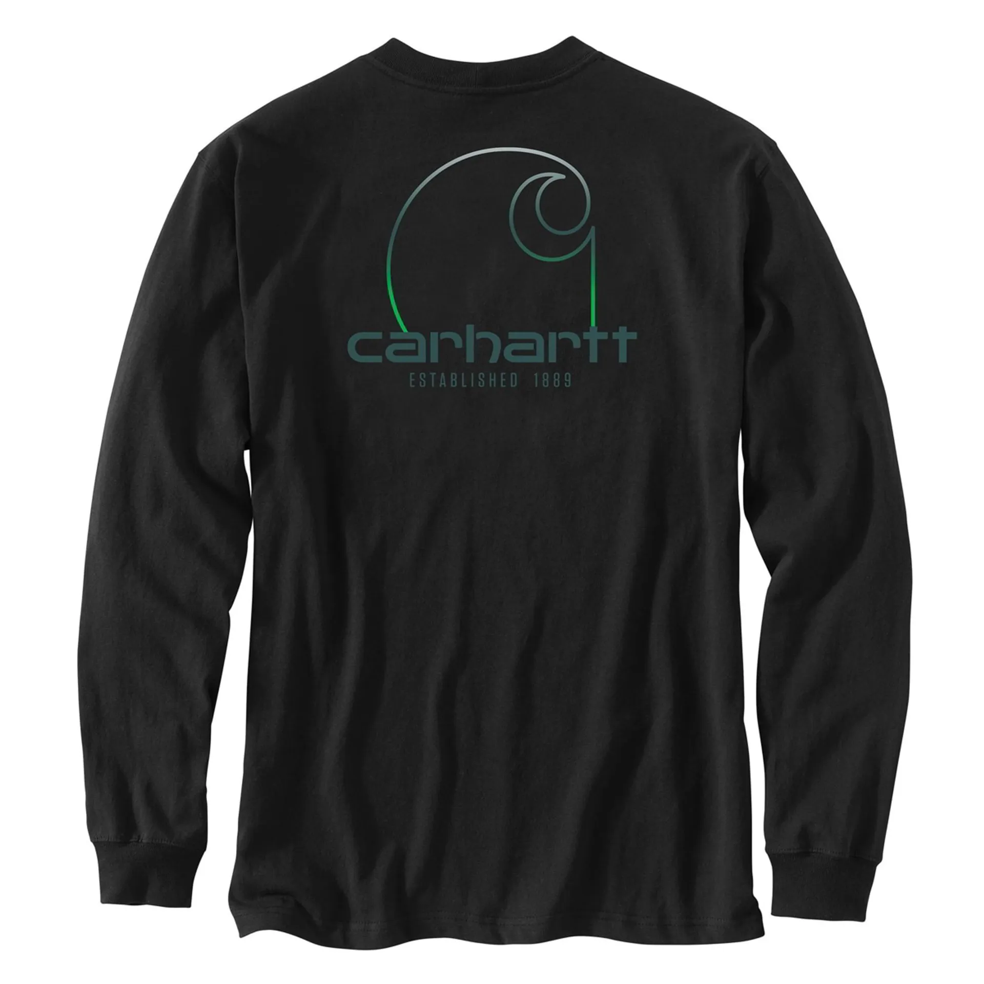 Carhartt Mens Black Loose Fit Heavyweight Long Sleeve Pocket C Graphic T-Shirt