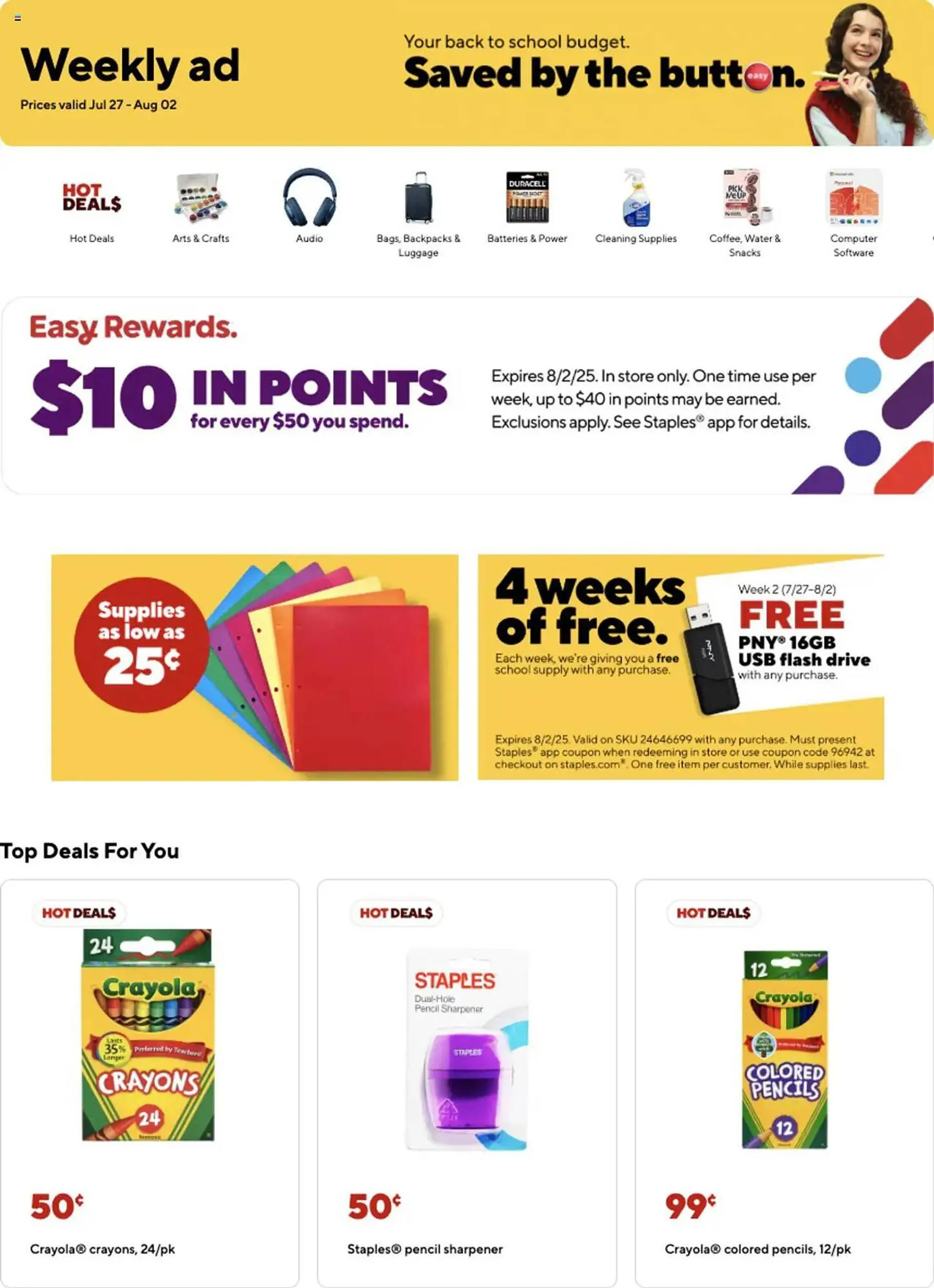 Weekly ad Staples Weekly Ad from July 27 to August 3 2025 - Page 1