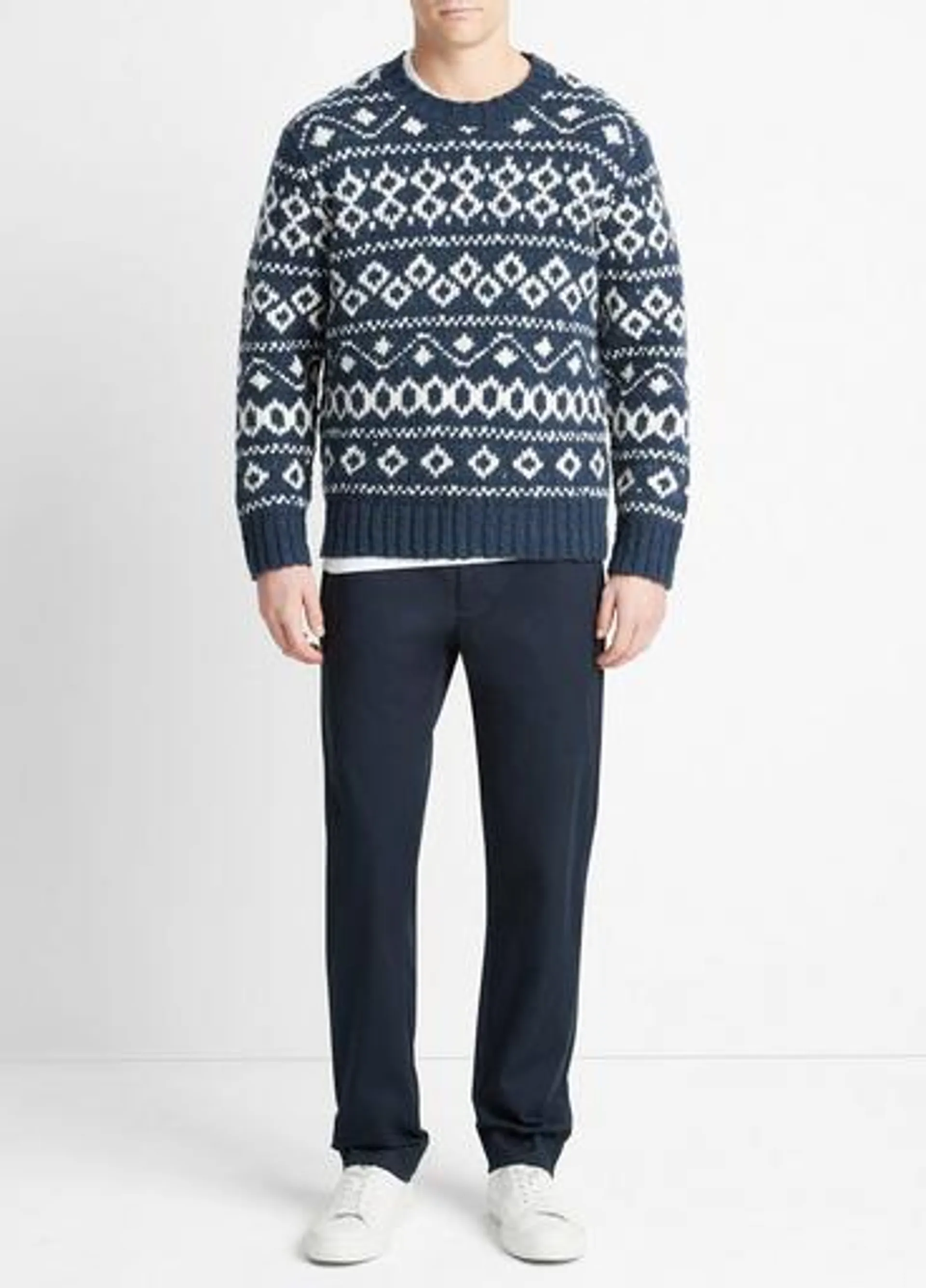 Fair Isle Wool-Blend Crew Neck Sweater