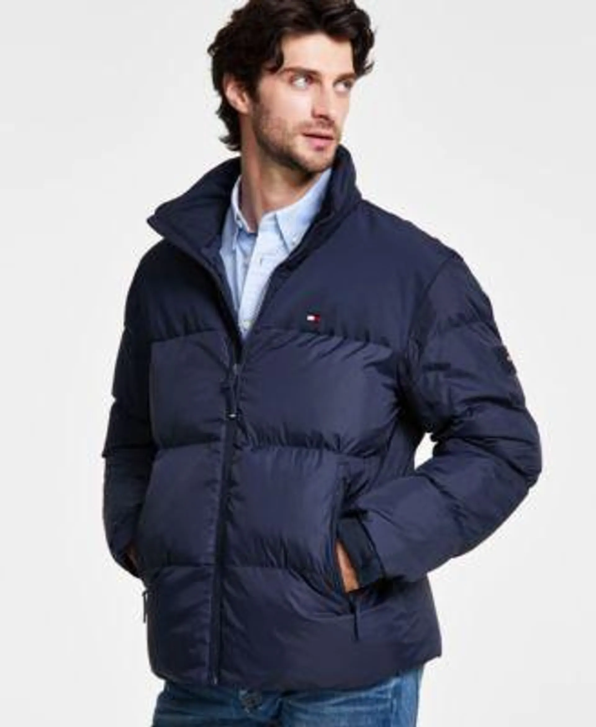 Men's Mixed-Media Puffer Jacket