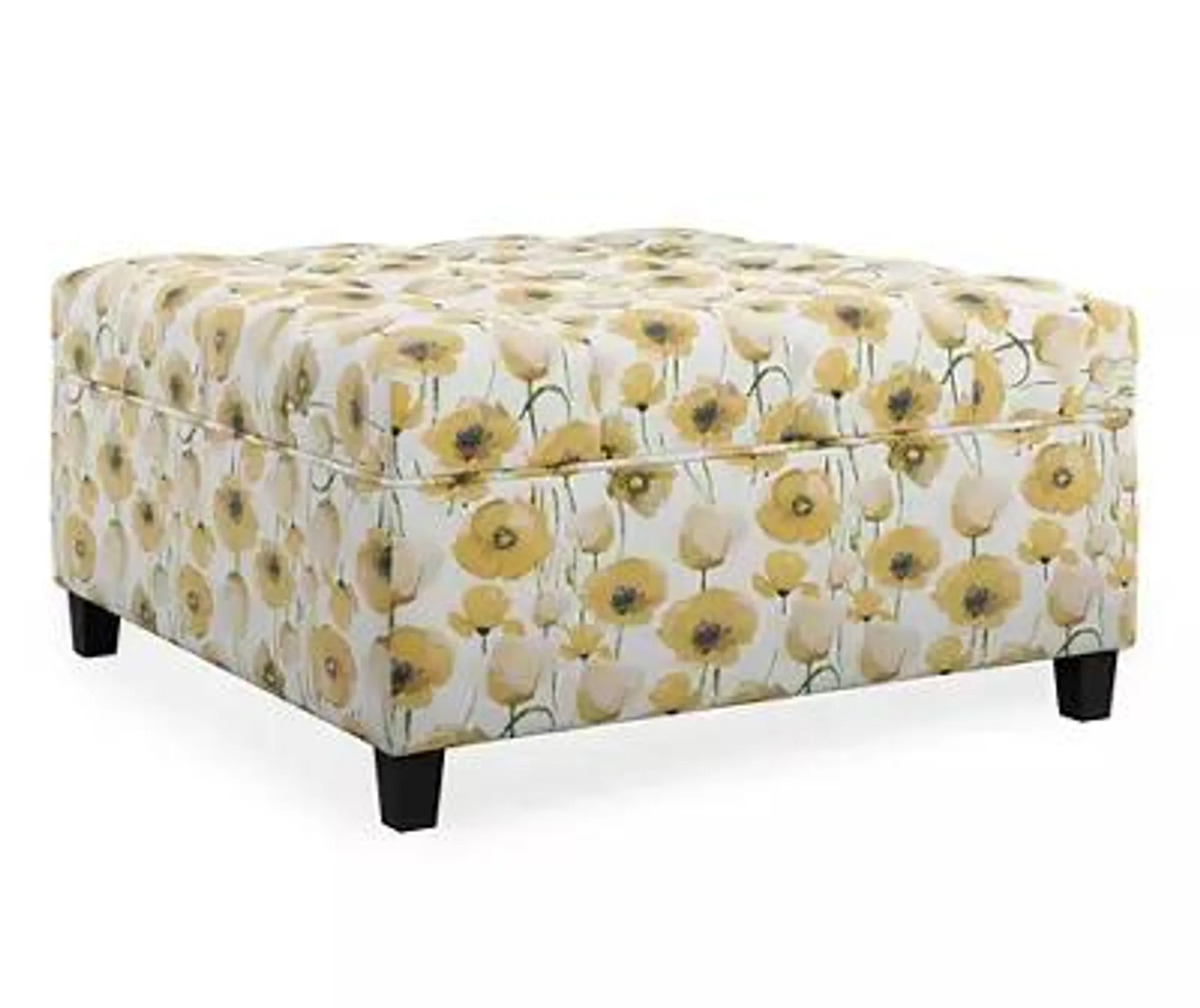 Golden Poppy Wood Leg Storage Ottoman