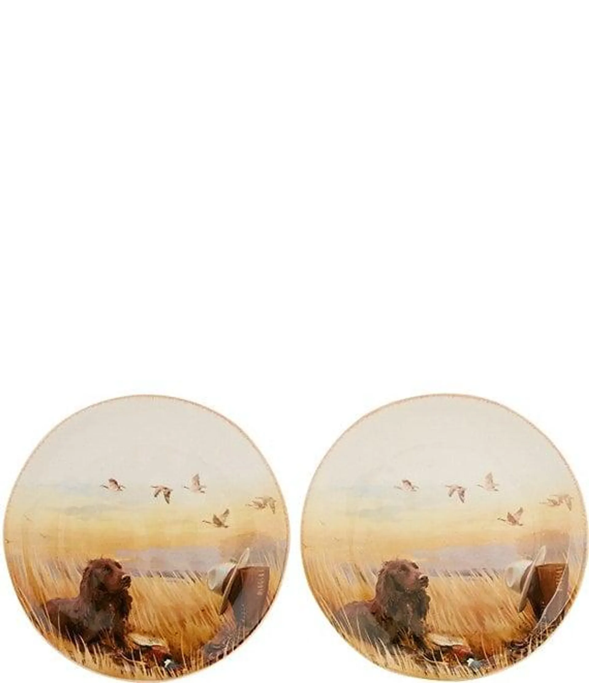 Festive Fall Hunting Dog Boykin Hat Accent Plates, Set of 2