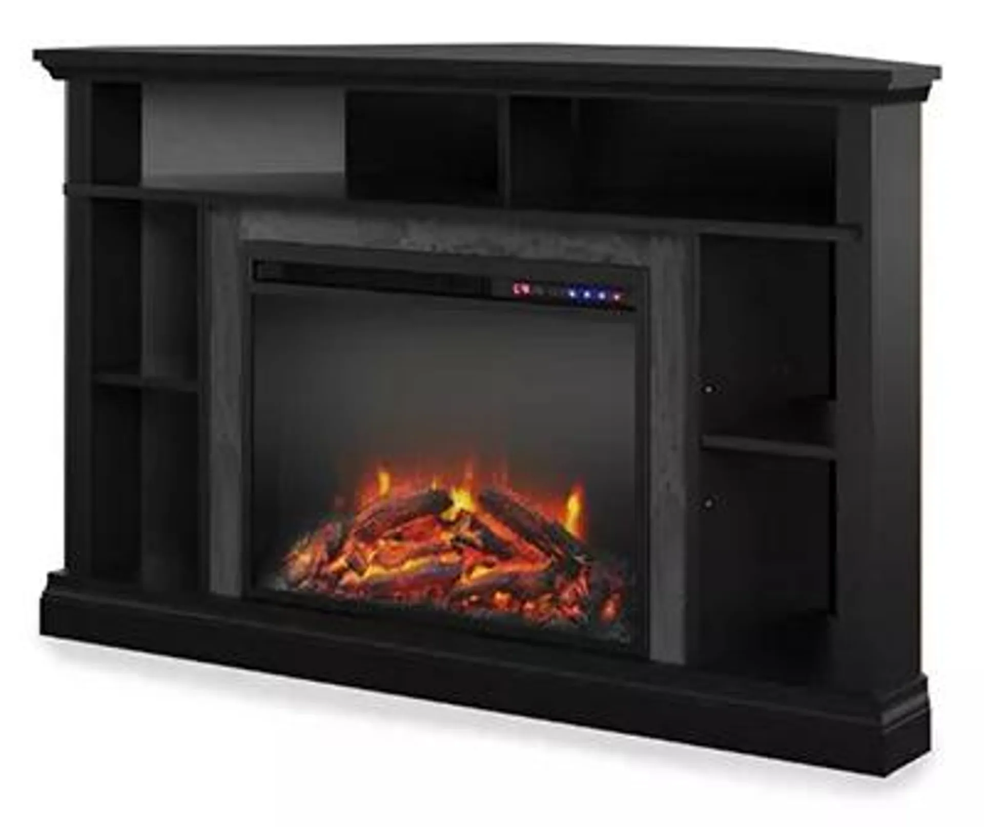 Flaxton Black Electric Corner Fireplace Console