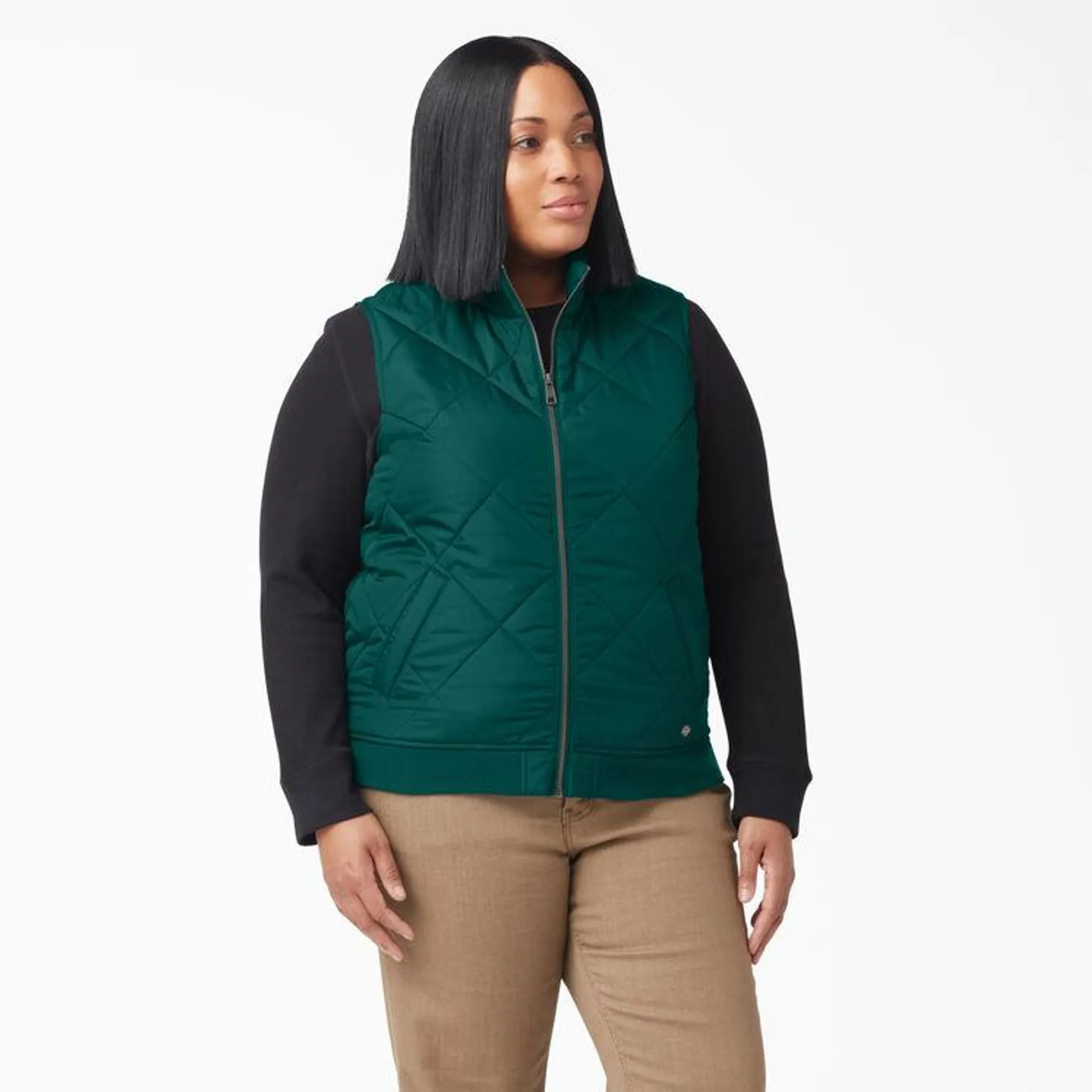 Women's Plus Quilted Vest, Forest Green