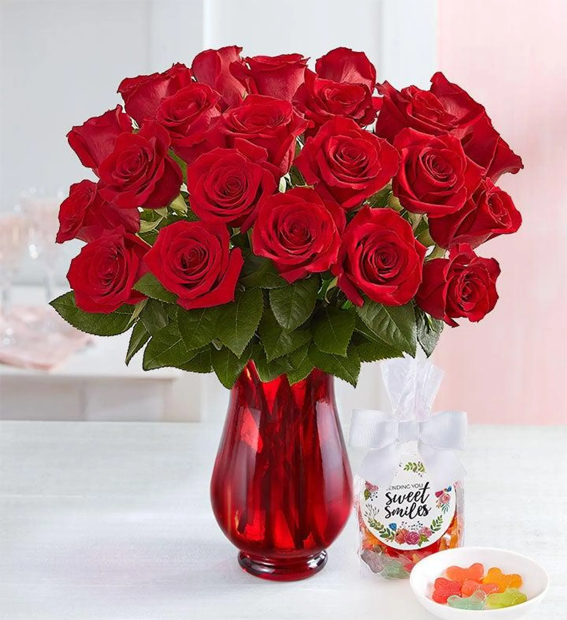 Two Dozen Red Roses + Candy Bundle