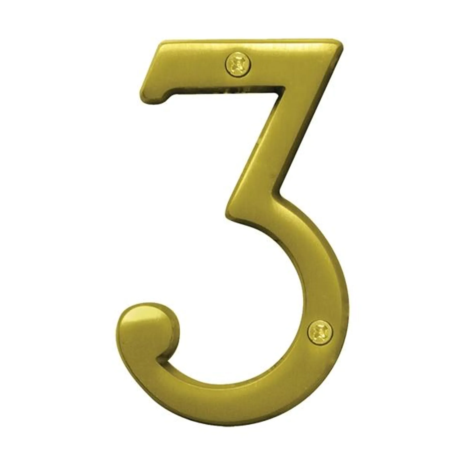 Prestige Series BR-43BB/3 House Number, Character: 3, 4 in H Character, Brass Character, Brass