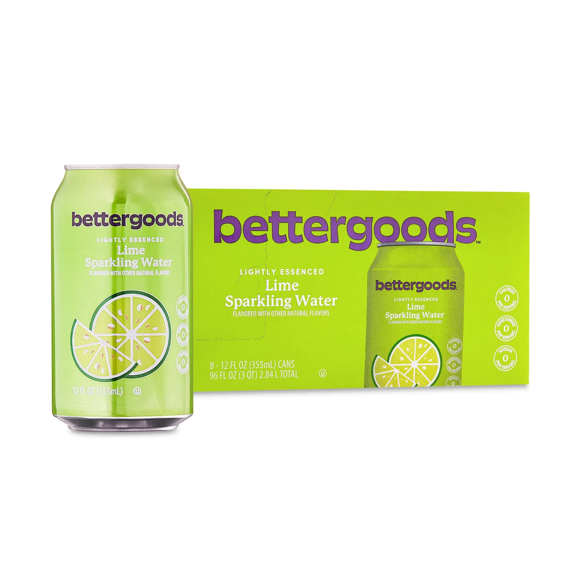 bettergoods Lime Flavored Sparkling Water, 12 fl oz, 8 Cans