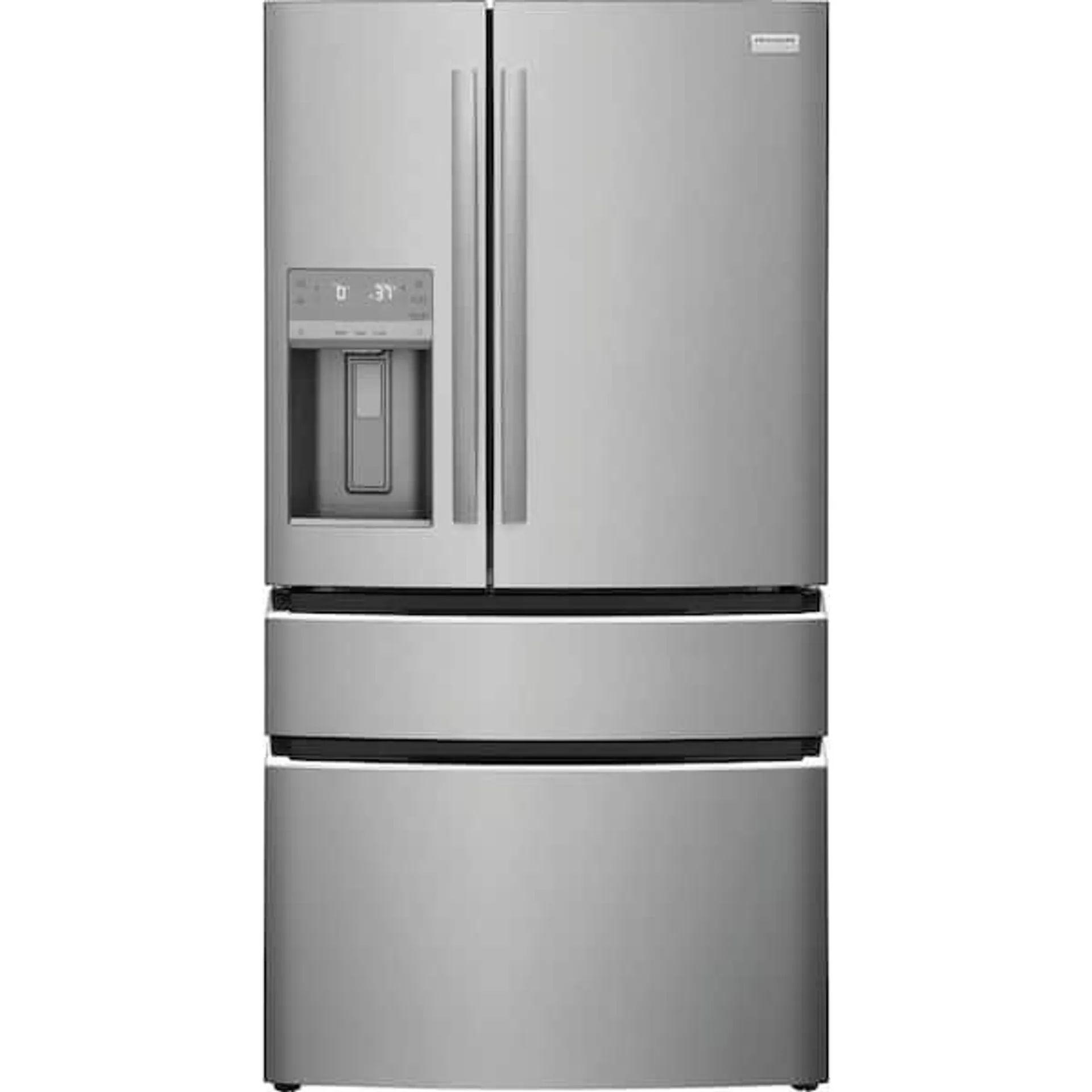 Gallery 36 in. 26.3 cu. ft. 4 Door French Door Standard Depth Refrigerator in Stainless Steel