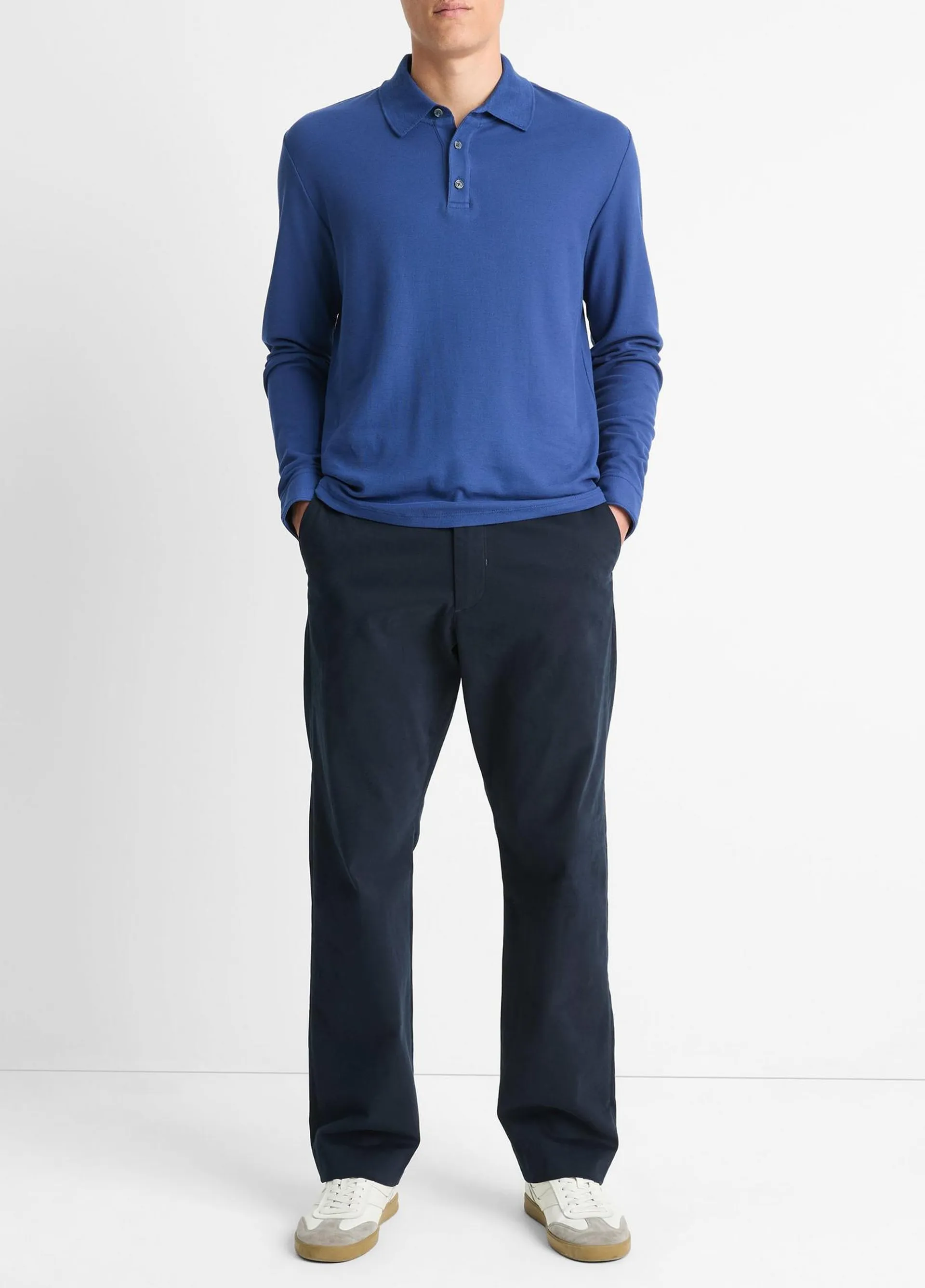 Pima Cotton Piqué Long-Sleeve Polo Shirt