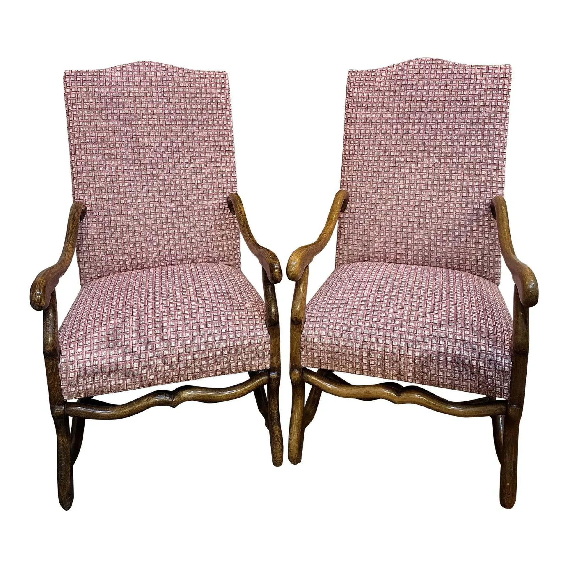 1920s Vintage French Walnut Baroque Style Chairs - Set of 2