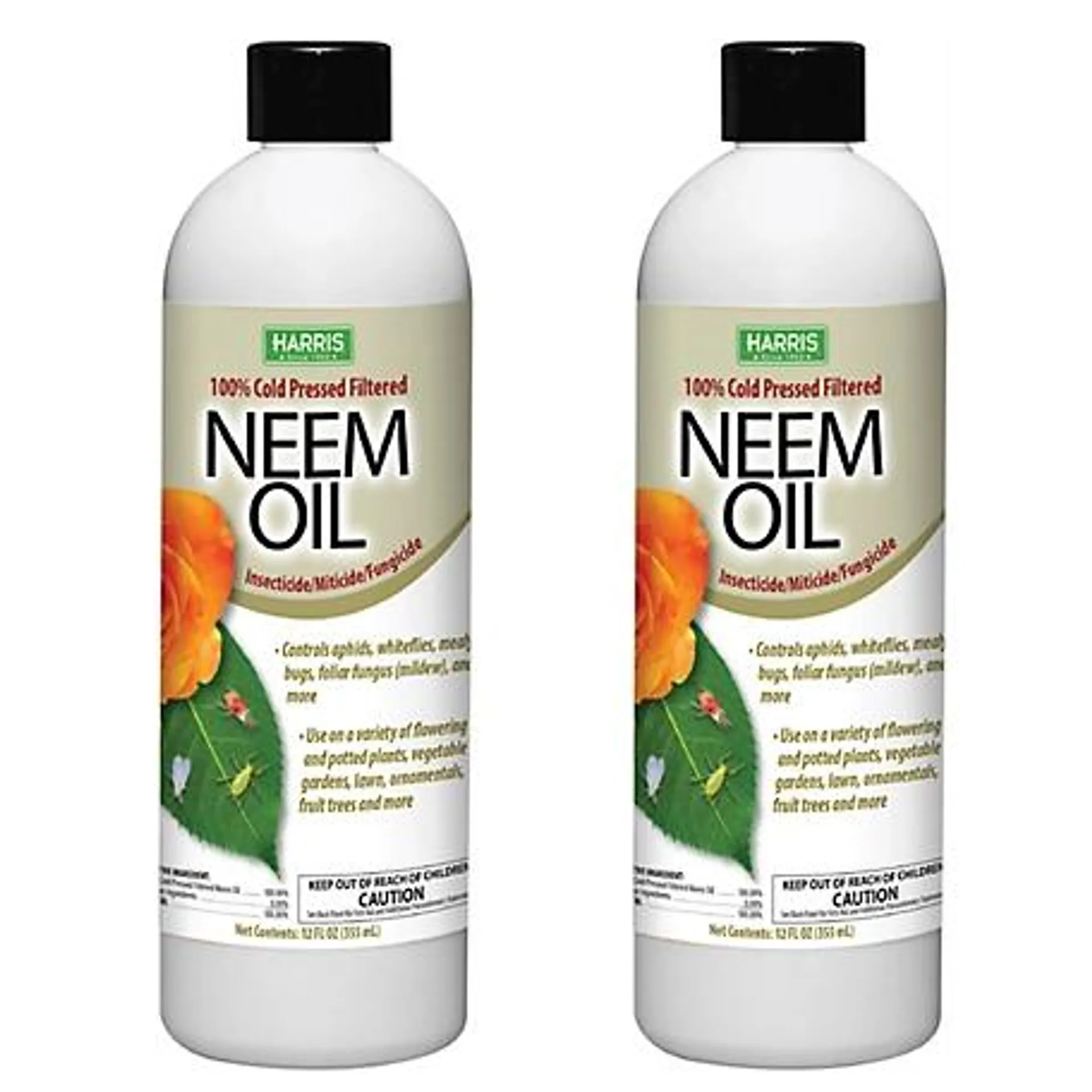 Harris 12 oz. Organic 100% Cold Pressed Neem Oil For Plants, 2-Pack