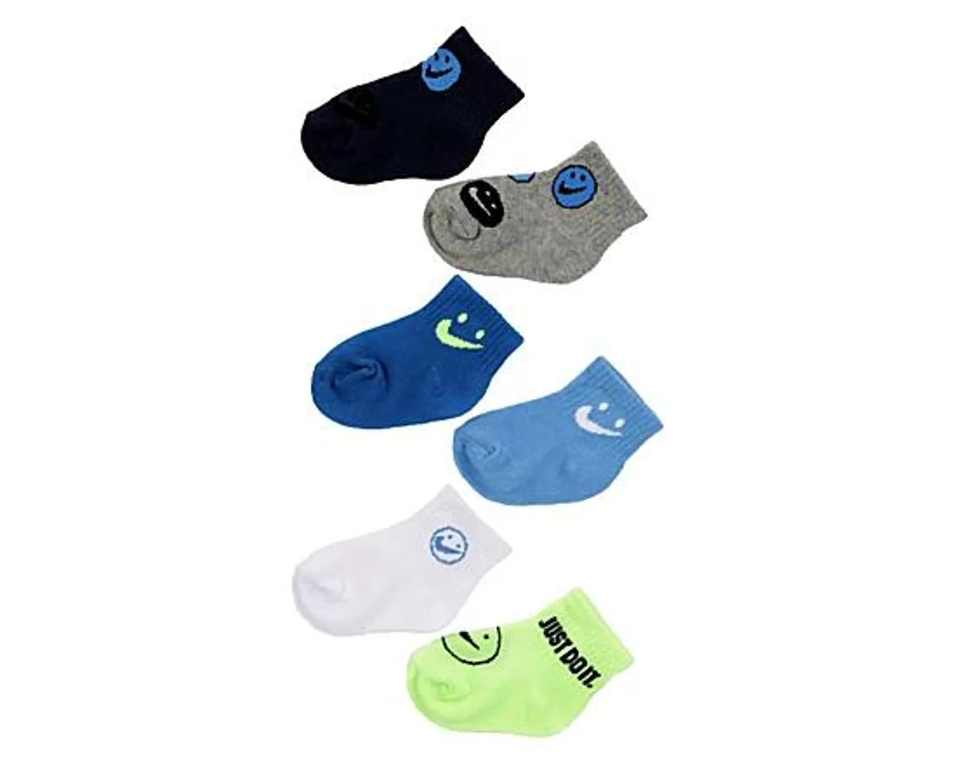 Unisex Blue Smiles Infant Ankle Socks 6 Pairs