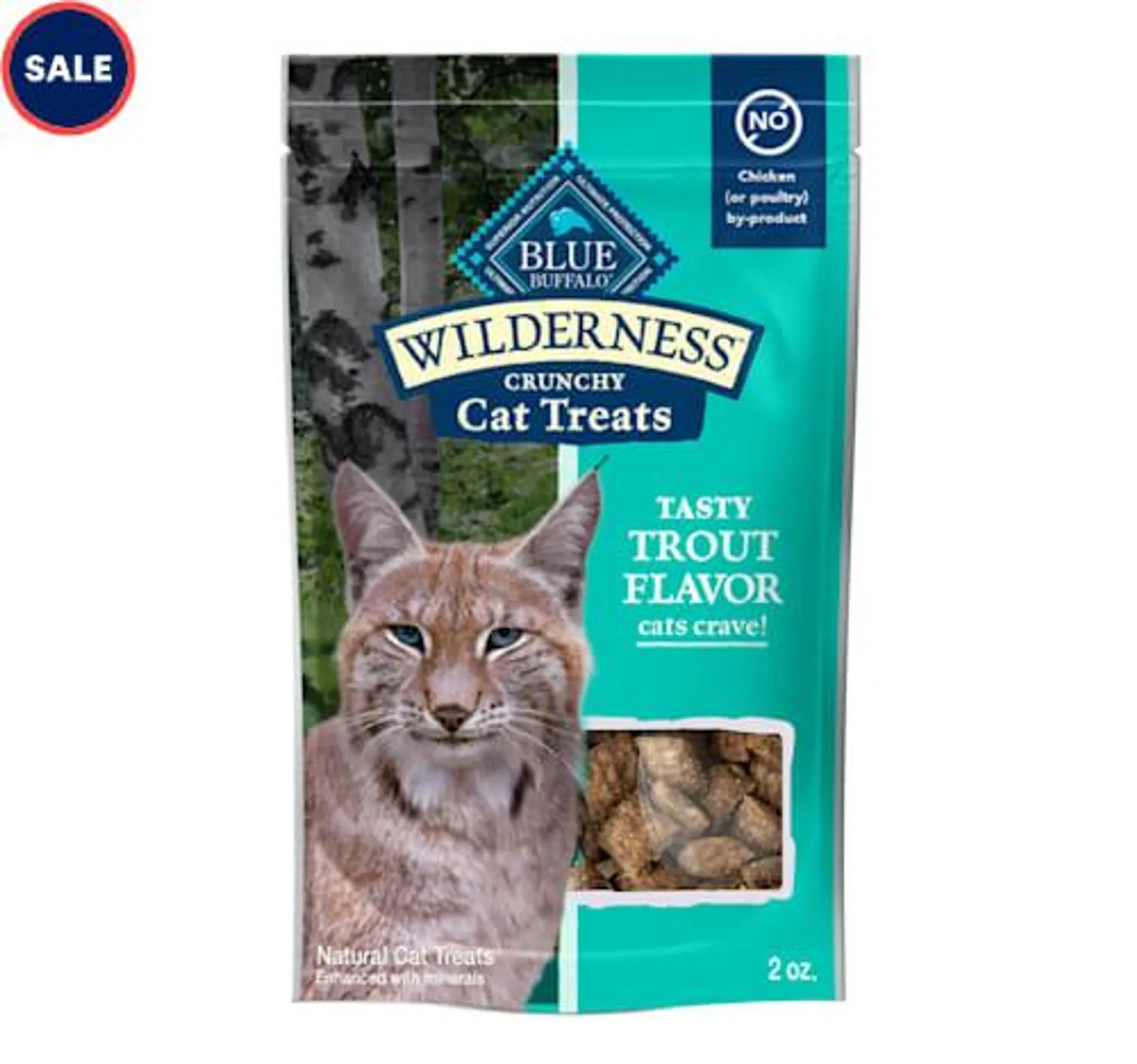 Blue Buffalo Wilderness Made with Natural Ingredients, Tasty Trout High Protein Crunchy Cat Treats, 2 oz.