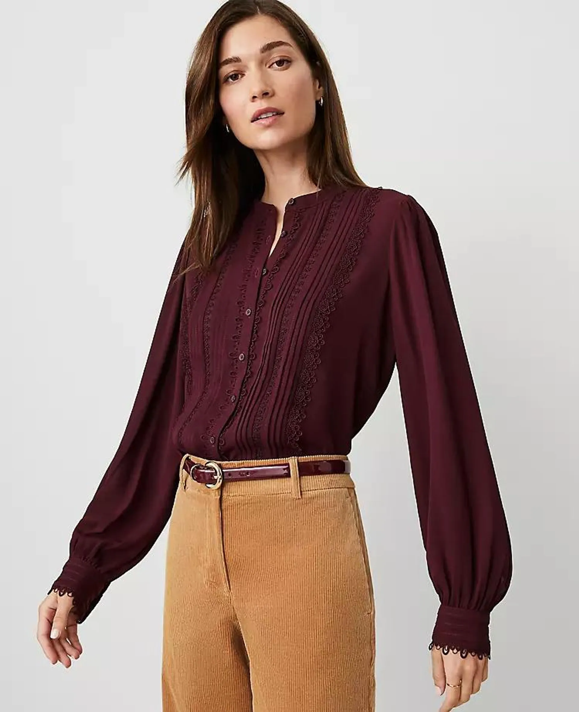 Pintuck Button Down Blouse