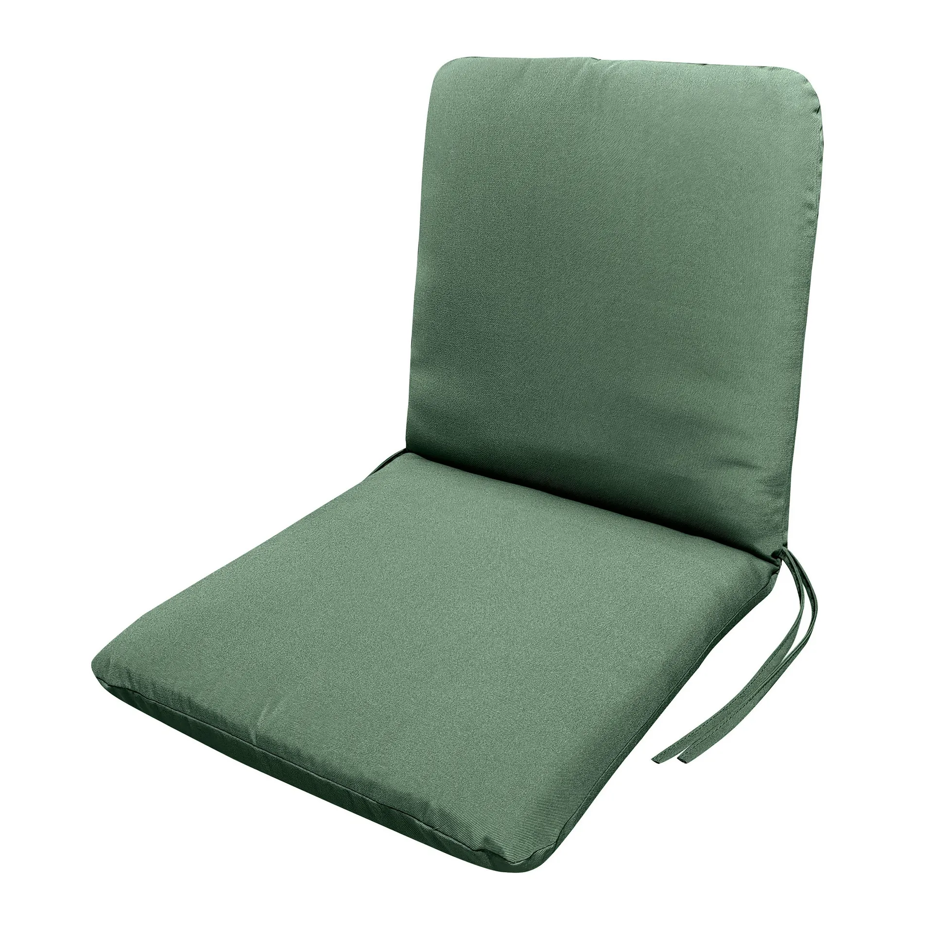 Classic Hinged Chair Cushion with Ties - Green Lily - 19"