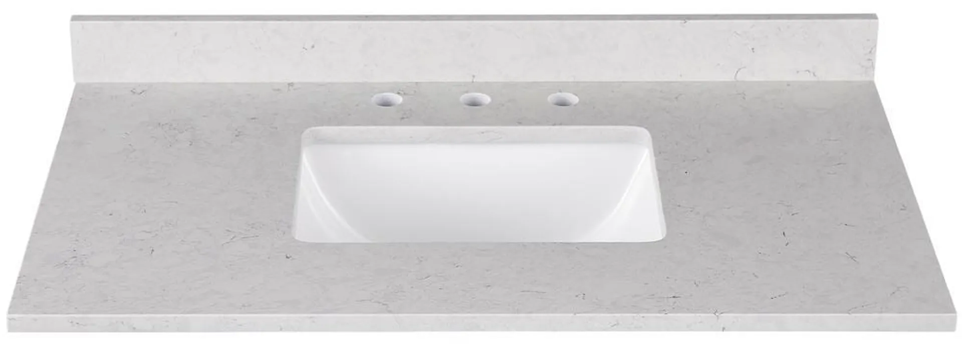 Tuscany® 37"W x 22"D Light Gray Engineered Marble Vanity Top with Rectangular Undermount Bowl