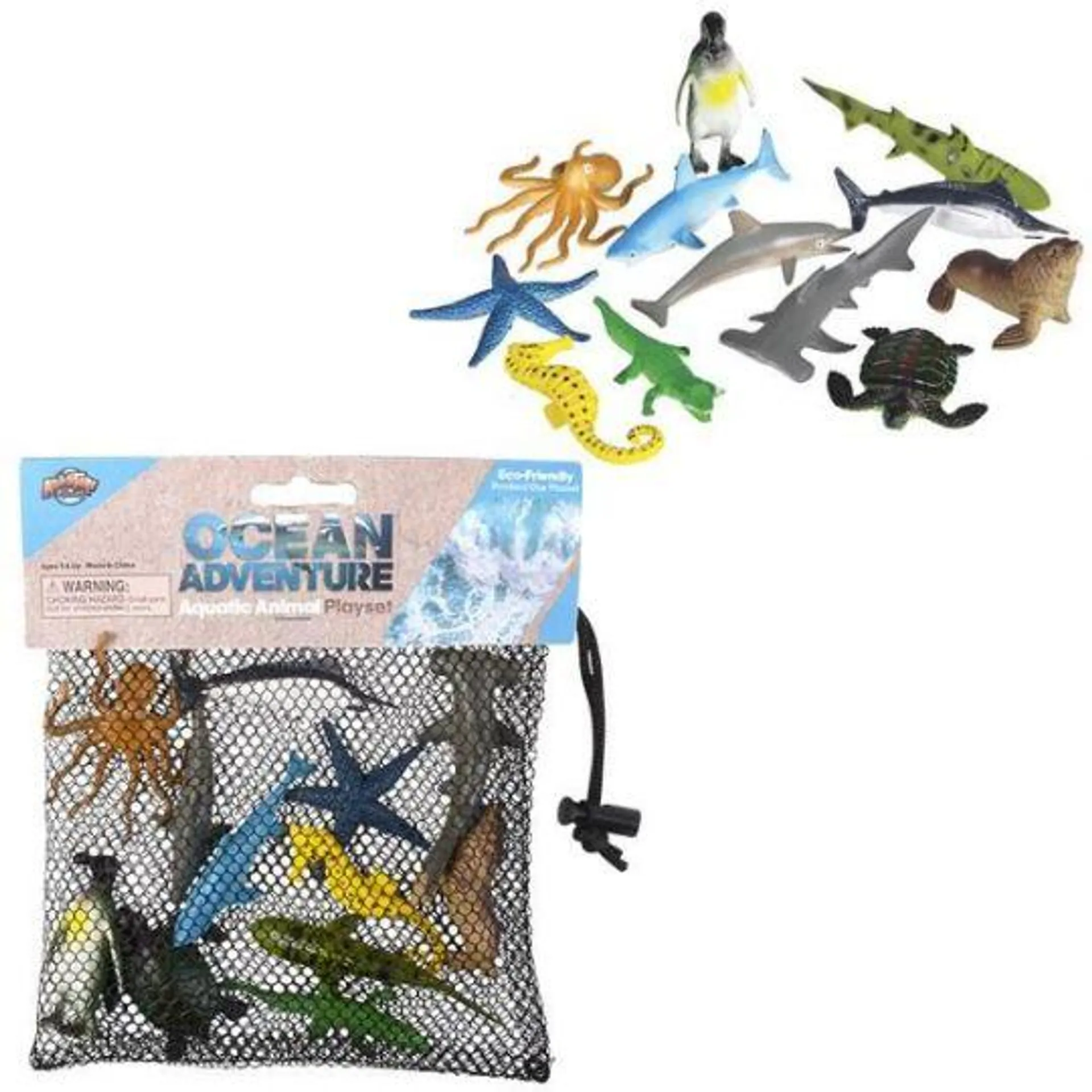 Rhode Island Novelty Toys - AQUATIC OCEAN ADVENTURE MESH BAG PLAYSET (12 Pieces)