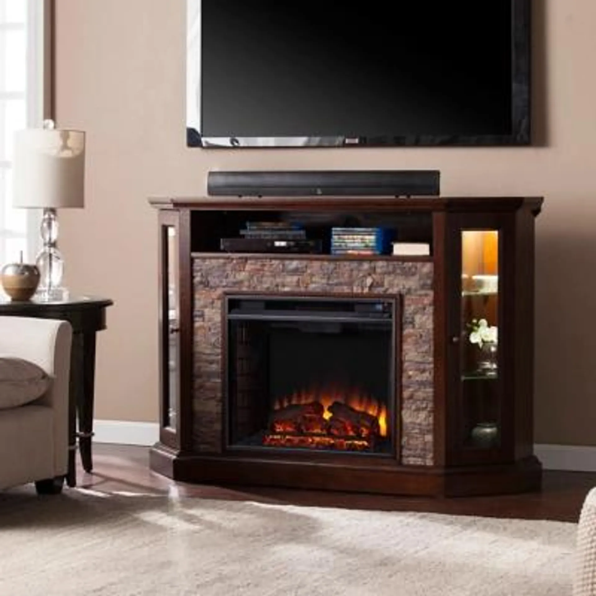 Southern Enterprises Furniture Harper Convertible Electric Fireplace Mantel