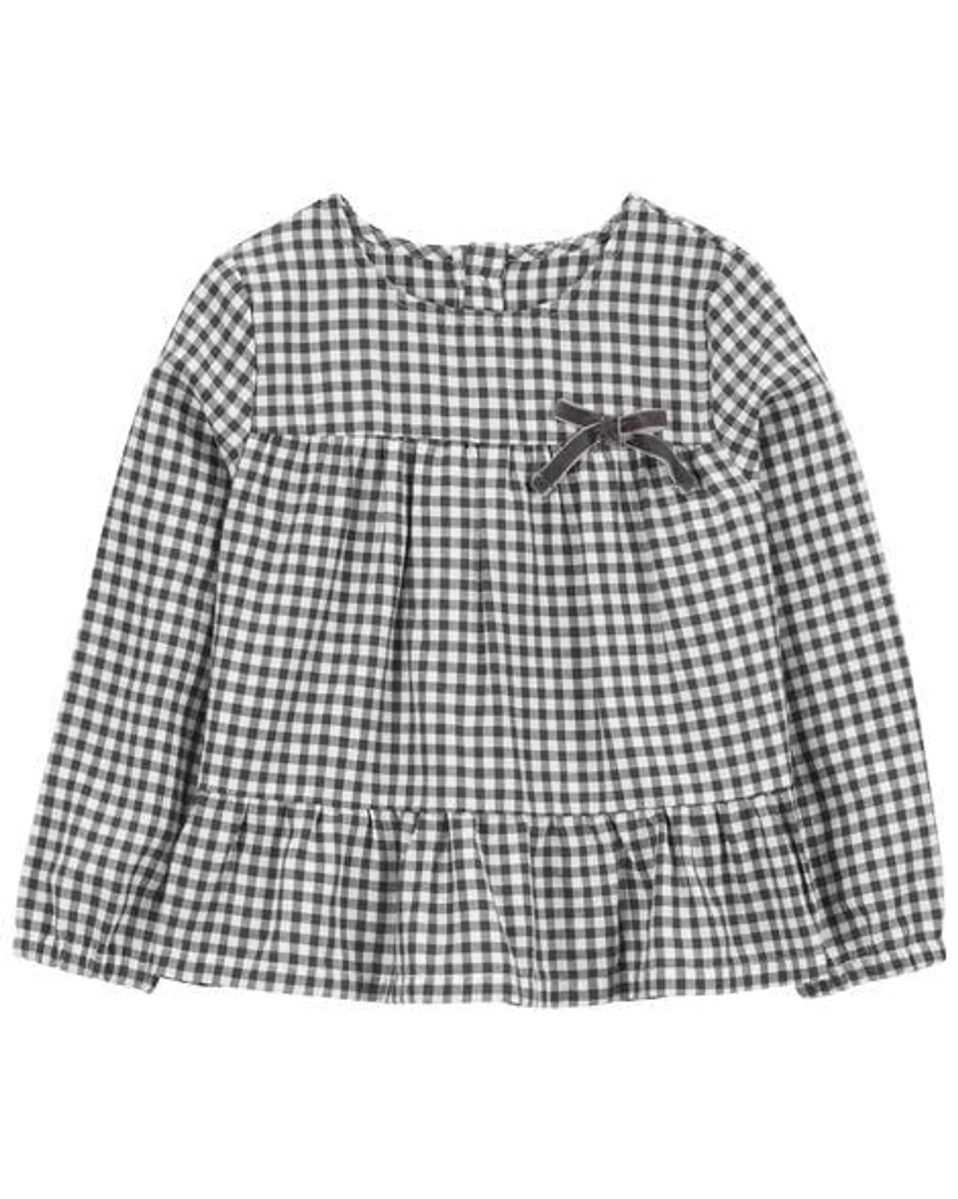 Baby Plaid Twill Long-Sleeve Fashion Top