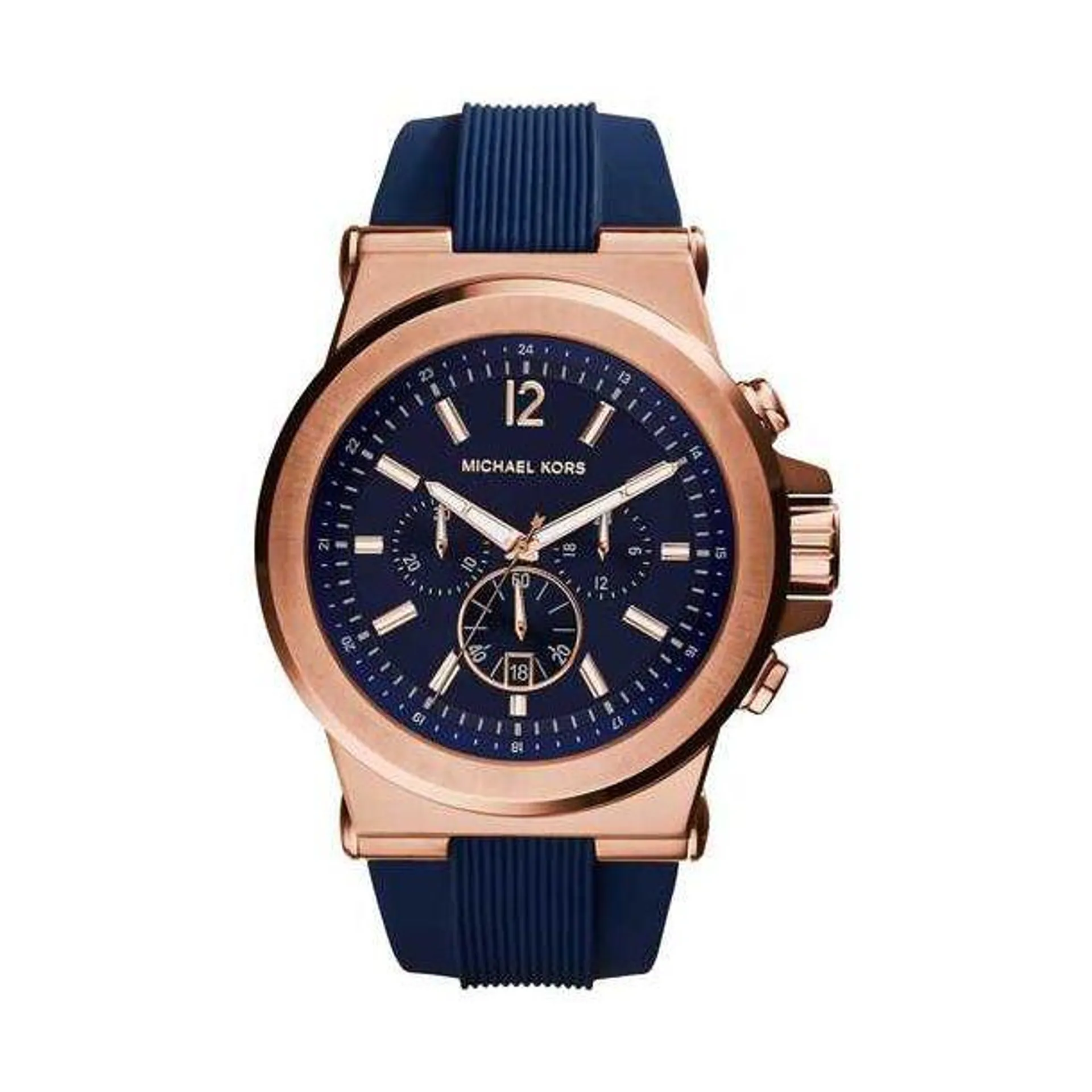 Michael Kors Men's Dylan Round Navy Dial Chronograph Silicone Strap Watch - Navy