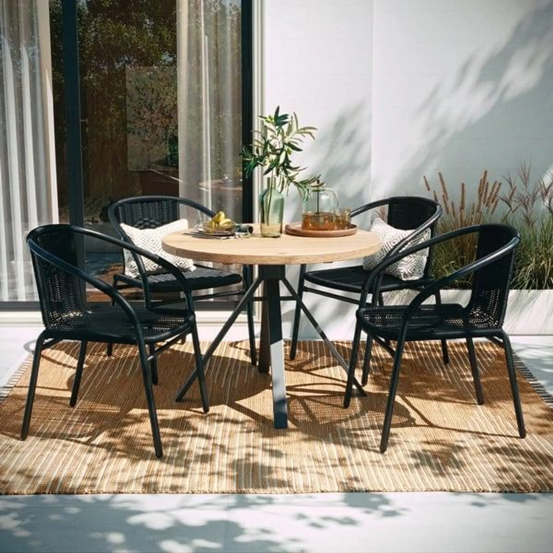 4 Pack Rattan Indoor-Outdoor Restaurant Stack Chair