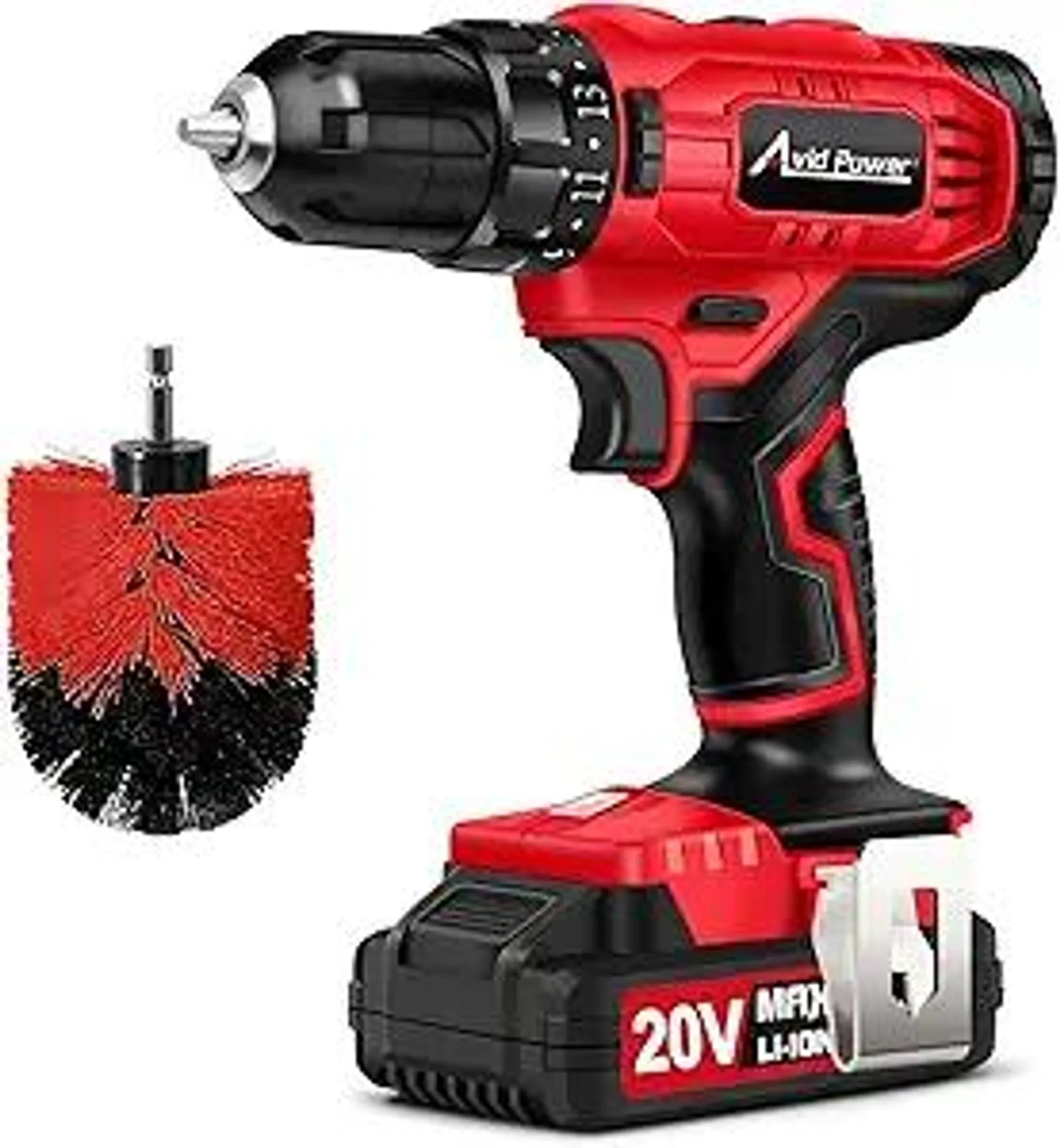 AVID POWER 20V Cordless Drill Set, 320 In-lbs Torque Power Drill/Driver Kit with Drill Brush, 2 Variable Speed, 3/8'' Keyless Chuck (Drill Bit Set Not Included)