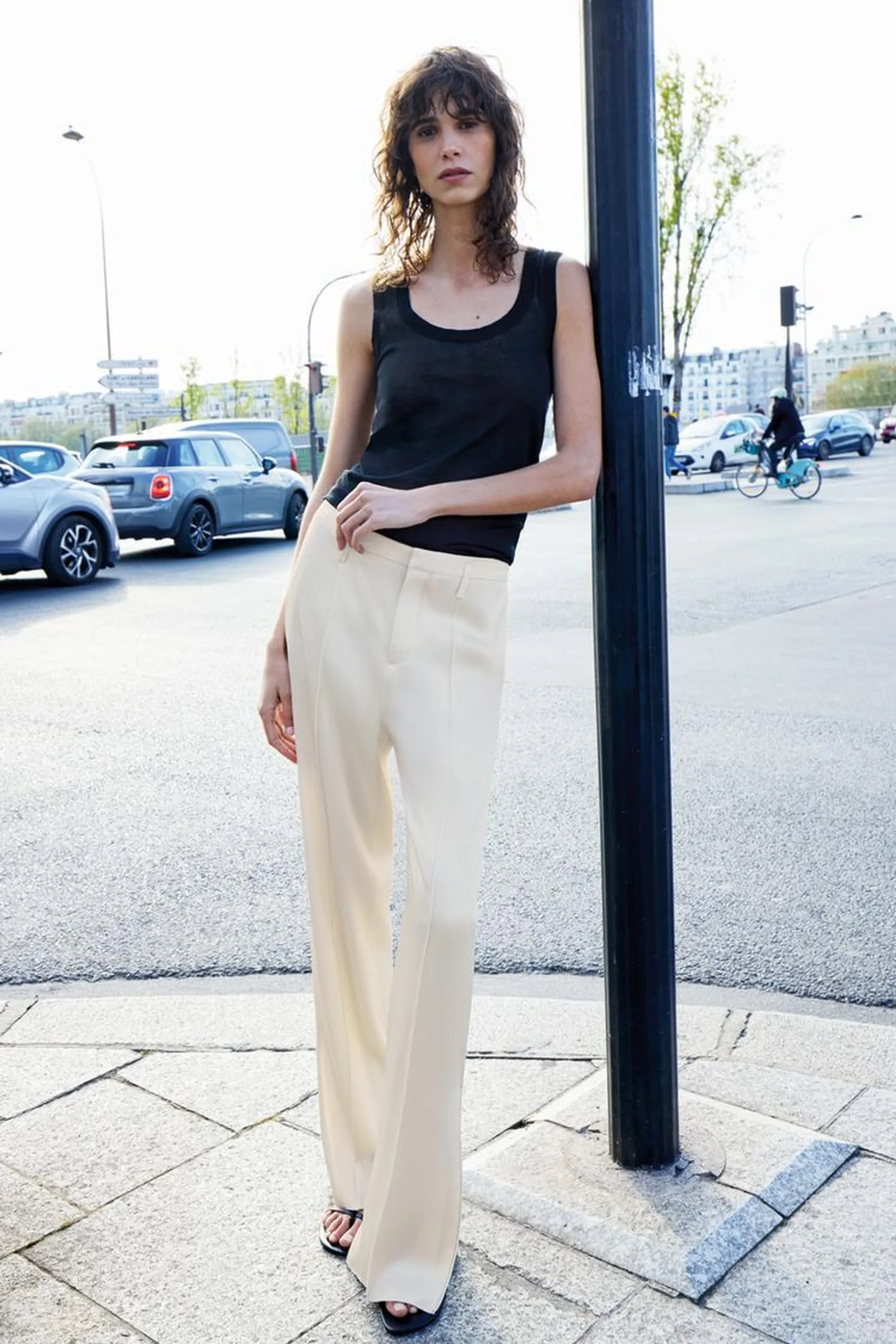 ZW COLLECTION SATIN PANTS WITH VENTS