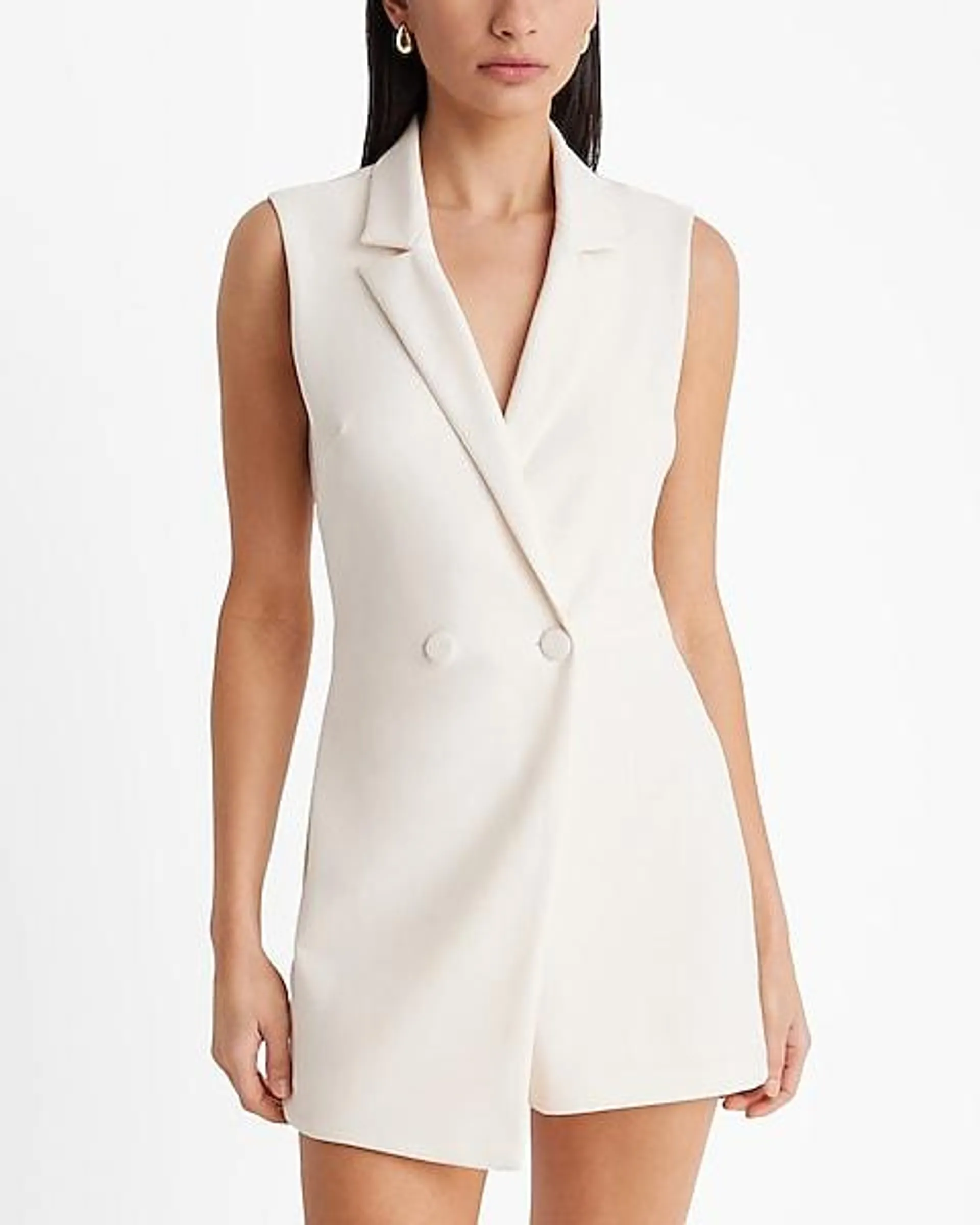 Sleeveless Double Breasted Blazer Romper