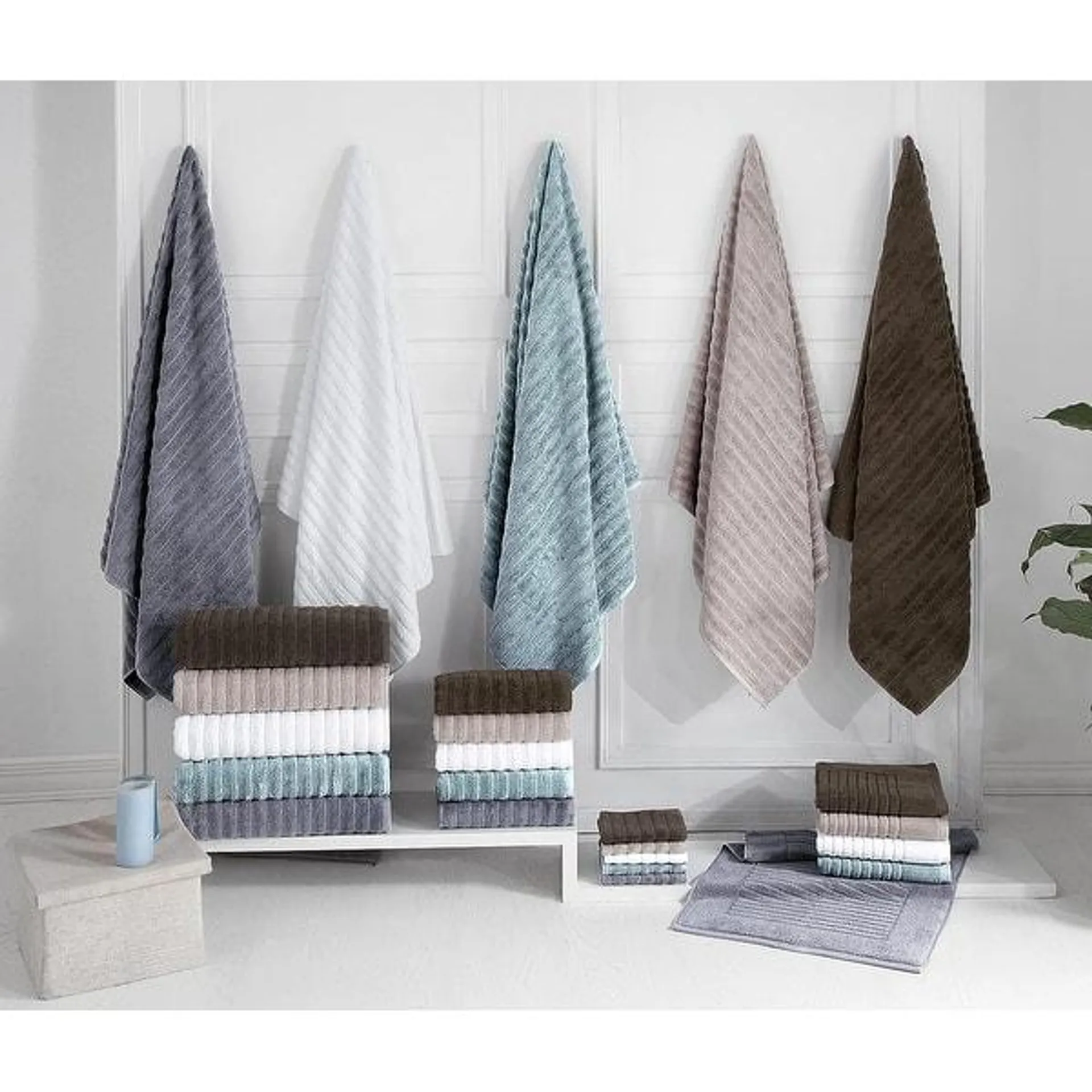 Classic Turkish Towels Plush Ribbed Cotton Luxurious Bath Sheets (Set of 3) 40x65" - 40x65